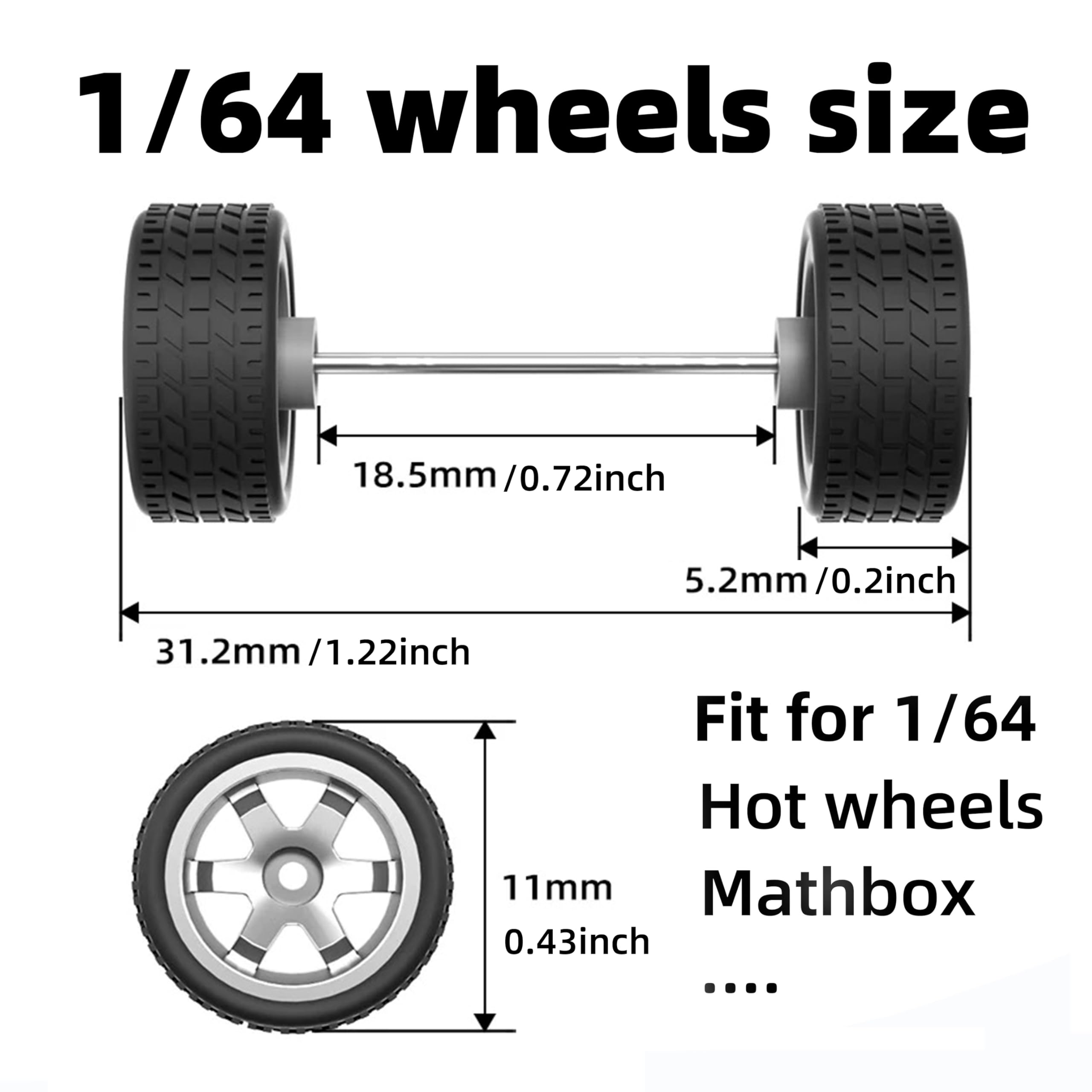 MiforKarrs 1/64 Scale Wheels 16 Sets Off-Road Rims (Fits Hot