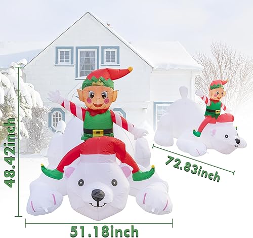 Miniatura 2 de Morejoy Oso polar inflable de Navidad de 6 pies  Decoración inflable de Navidad al aire libre  Decoración al aire libre inflable inflable con luces