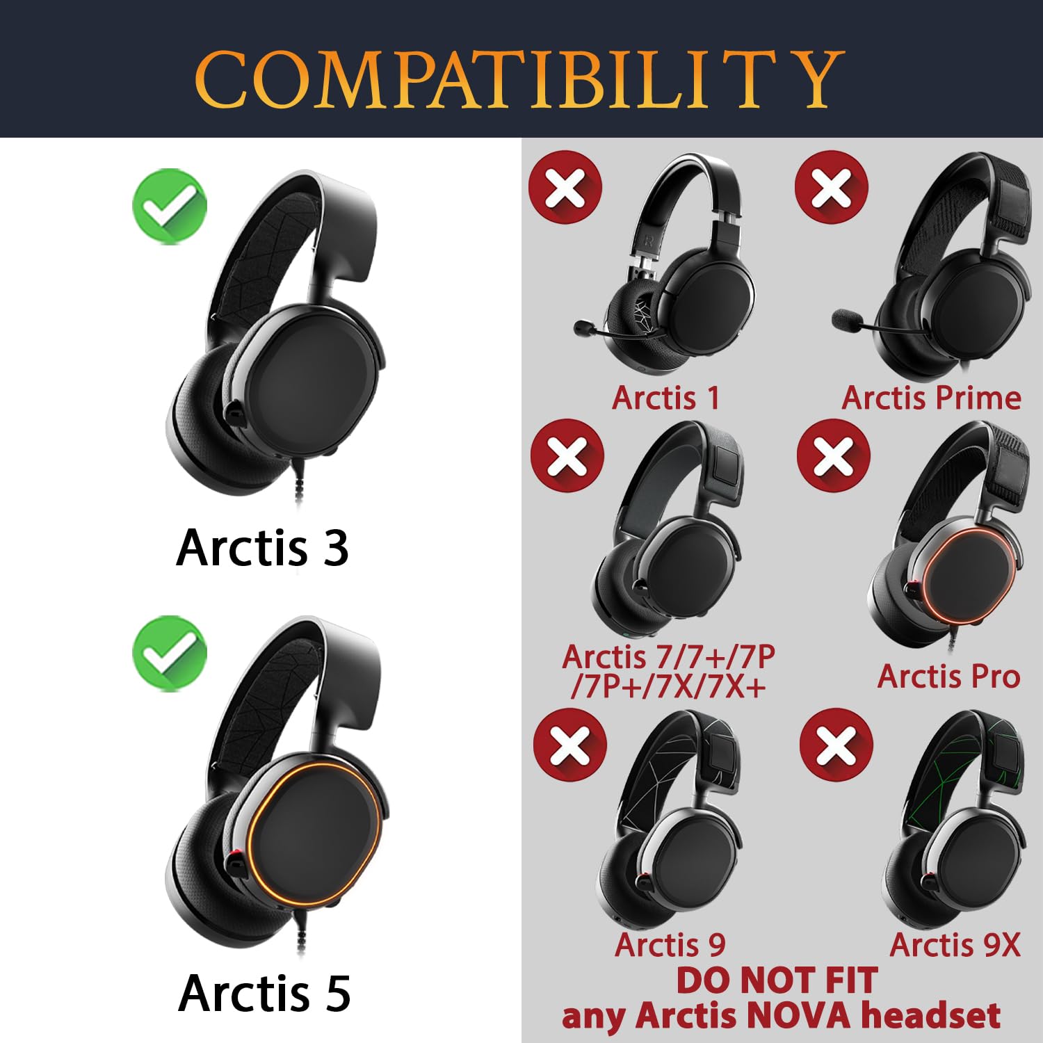 SOULWIT Flexible Fabric Replacement Headband for SteelSeries Arctis 3/Arctis 5 (Do Not Fit Other Arctis) Headset - Image 2