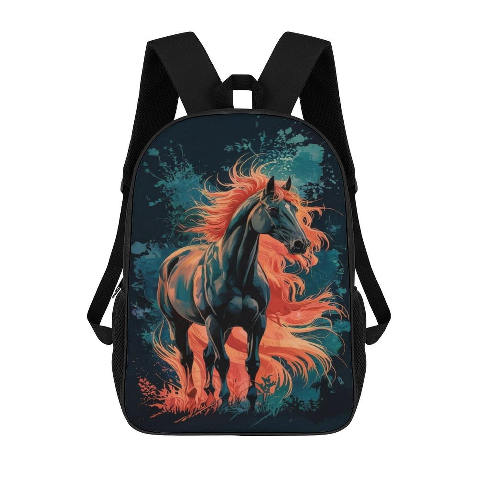 Qpirinmex Unisex Kids Horse Bookbags 3D Printed Animal School Backpacks Boys Girls Personalized Rucksack School Bag Primary Student Kids Bookbag 17Inch