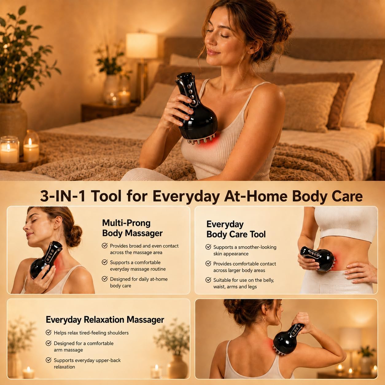 Lymphatic Drainage Massager - 2026 Upgraded Anti-Cellulite Massage Tool, Body Sculpting Machine & Fascia Blaster for Cellulite with Light, Heat & Vibration, for Legs, Arms and Belly