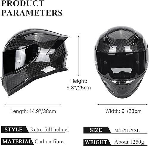 Miniatura 5 de Kaese Cascos de motocicleta de cara completa de fibra de carbono con certificación DOT