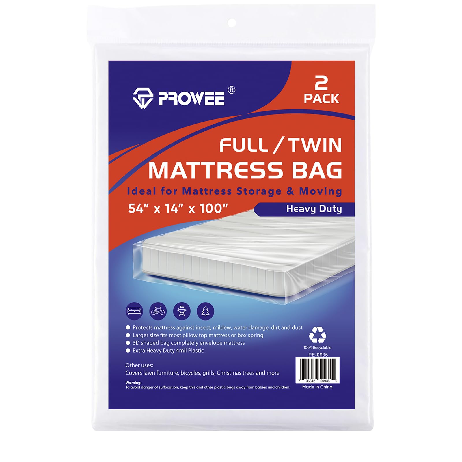 Bolsas de colchón impermeables para evitar manchas y polvo en mudanzas dobles