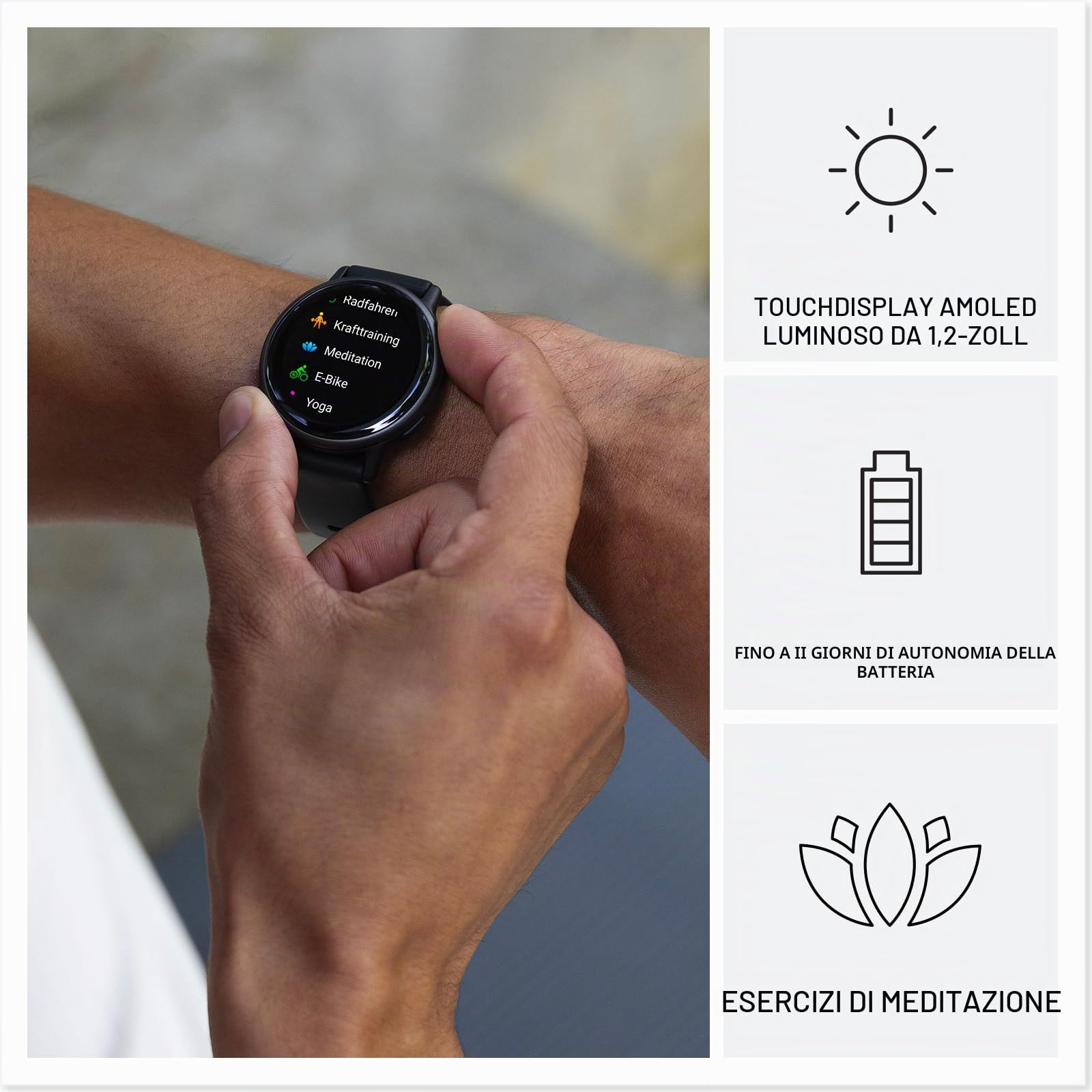 Garmin vívoactive 5, Smartwatch AMOLED 1,2", Cassa 42mm, Musica, Pay, +30 Sport, GPS, Cardio, Coach Sonno, Benefici Workout, Autonomia 11 giorni (Ivory & Cream Gold) (Ricondizionato)