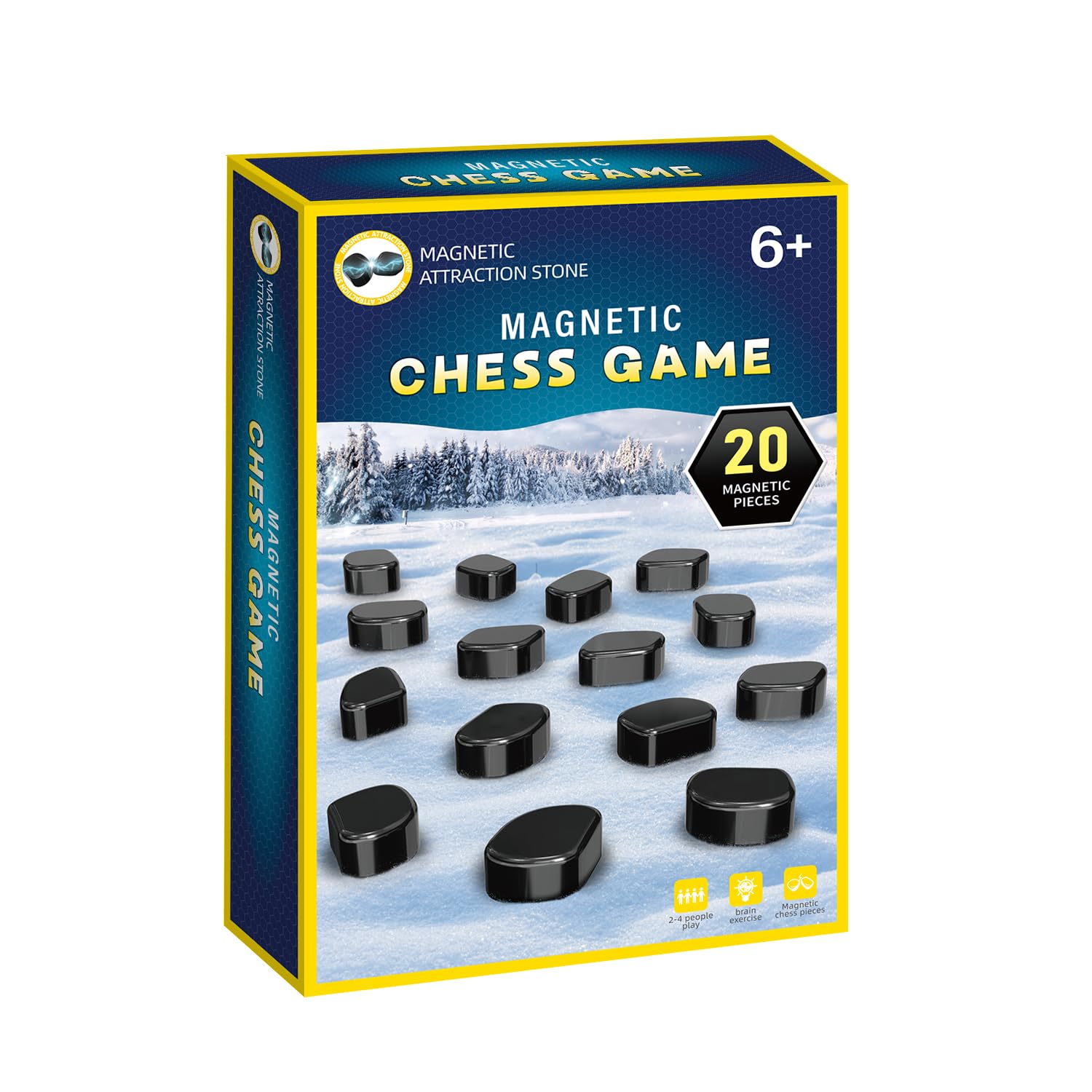 Magnet Game with String, Magnetic Game with String for Kids and Adults, Magnet Chess Game with Stones, Board Games for Family Night, 2-4 Player