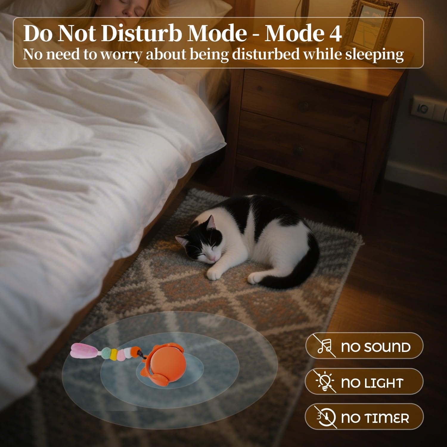 GoldenSun Cat Toys,Interactive Cat Toys for Indoor Cats Adult,Cat Ball Toy for Indoor Cats Kitten,Automatic Cat Toy With Tail,4 Mode Multiple Activation Ways and Chirps Stimulate,USB Charging,Orange - Image 3
