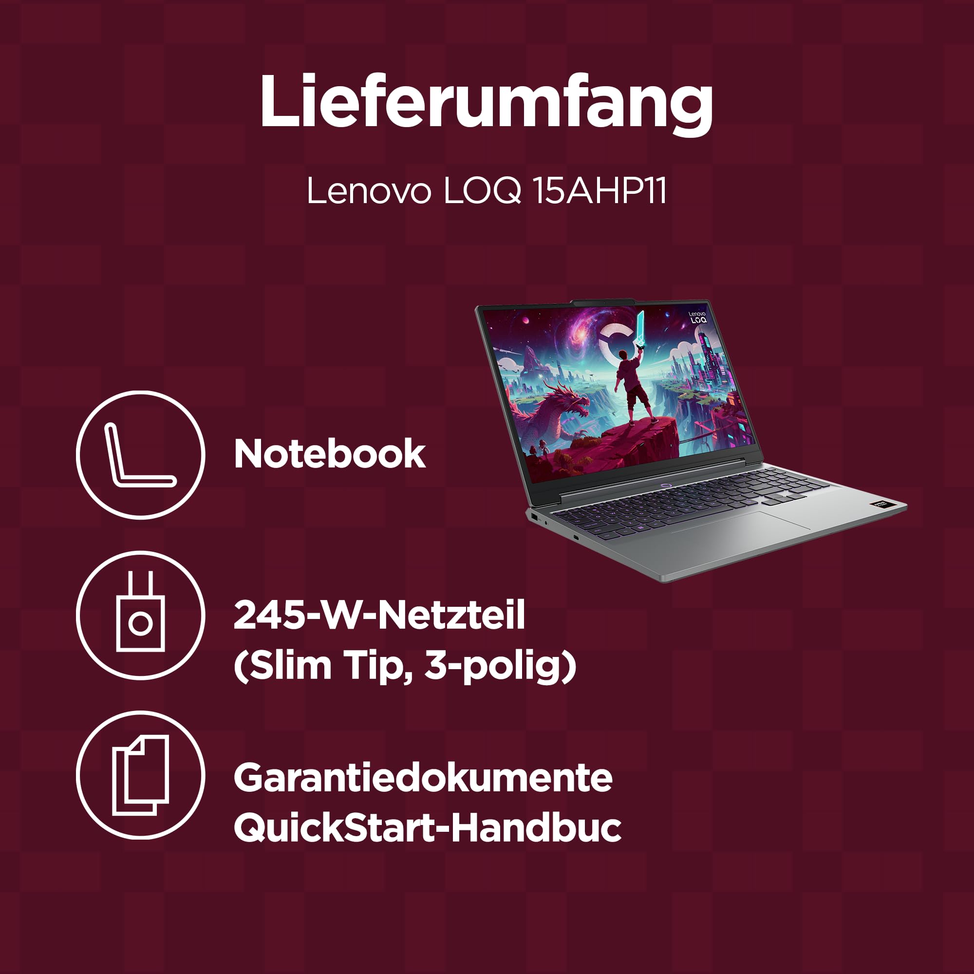 Lenovo LOQ Gaming AI Laptop | 15.3" WUXGA 165Hz Display | AMD Ryzen 7 250 | 16GB RAM | 1TB SSD | NVIDIA GeForce RTX 5060 | Windows 11 | QWERTZ | Grau | 3 Monate GamePass