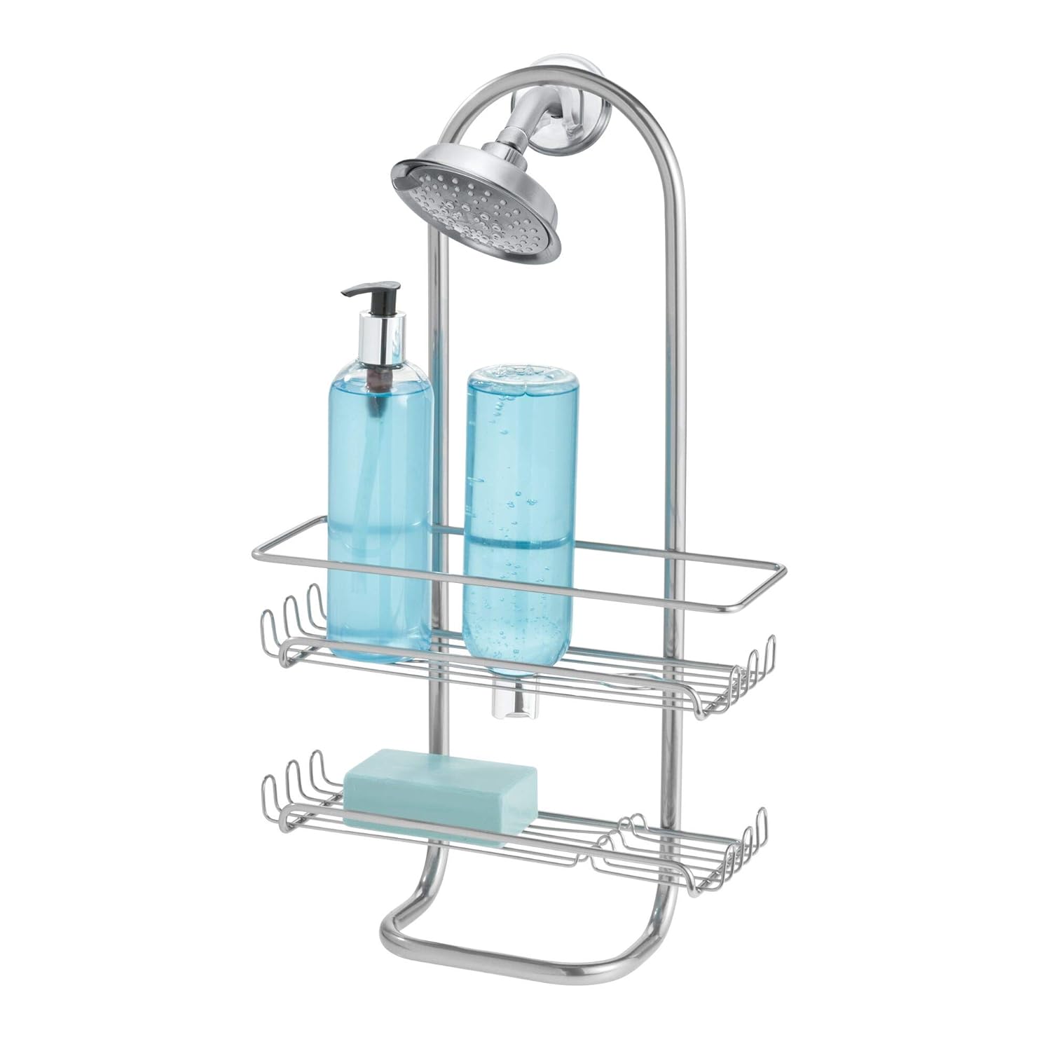 InterDesign Classico Jumbo Bathroom Caddy Shower Storage Shelves for Shampoo Conditioner and Soap Silver
