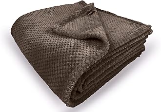 Bear & Panda Waffle Flannel Fleece Mink Throw - Sofa/Bedspread/travel Blankets – Honeycomb Super Soft, light-weighted, Warm, Cosy Large Size Single, Double, King - Chocolate, Single (127 x 152 cm)