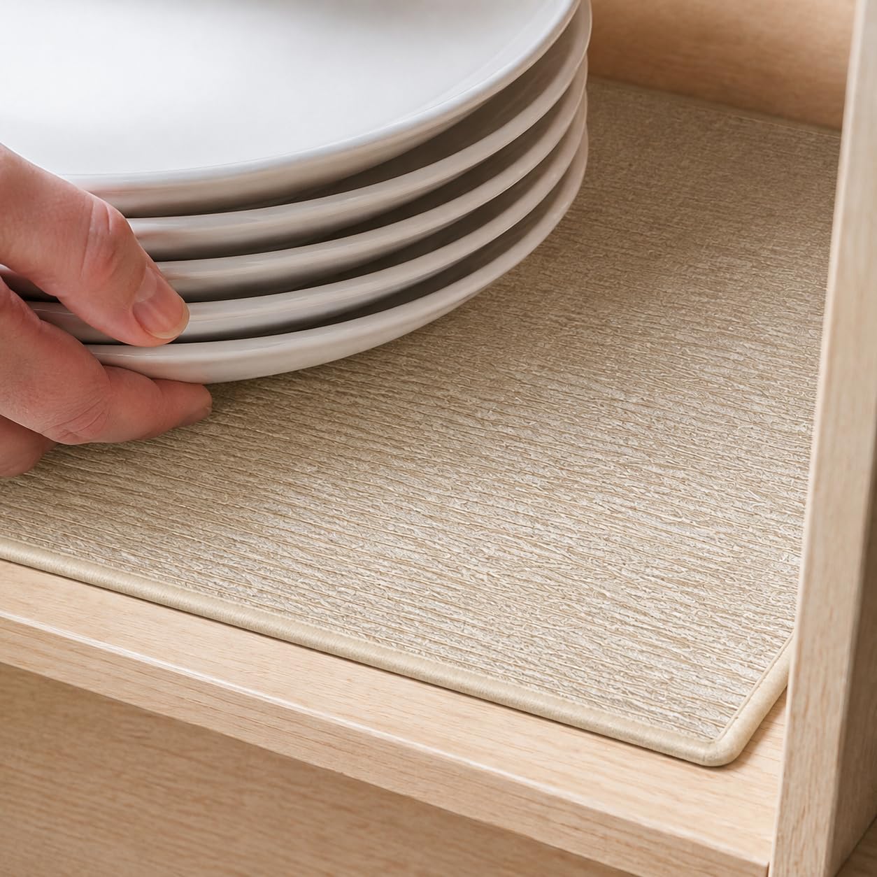 Tapis Protection Meuble Tissé, Construction tissée, Protection Meuble Tissée, Console sécurisée, pour protecteurs, Fil Oblique Imitation Cachemire - Blanc cassé - Angle Droit, Size to 2