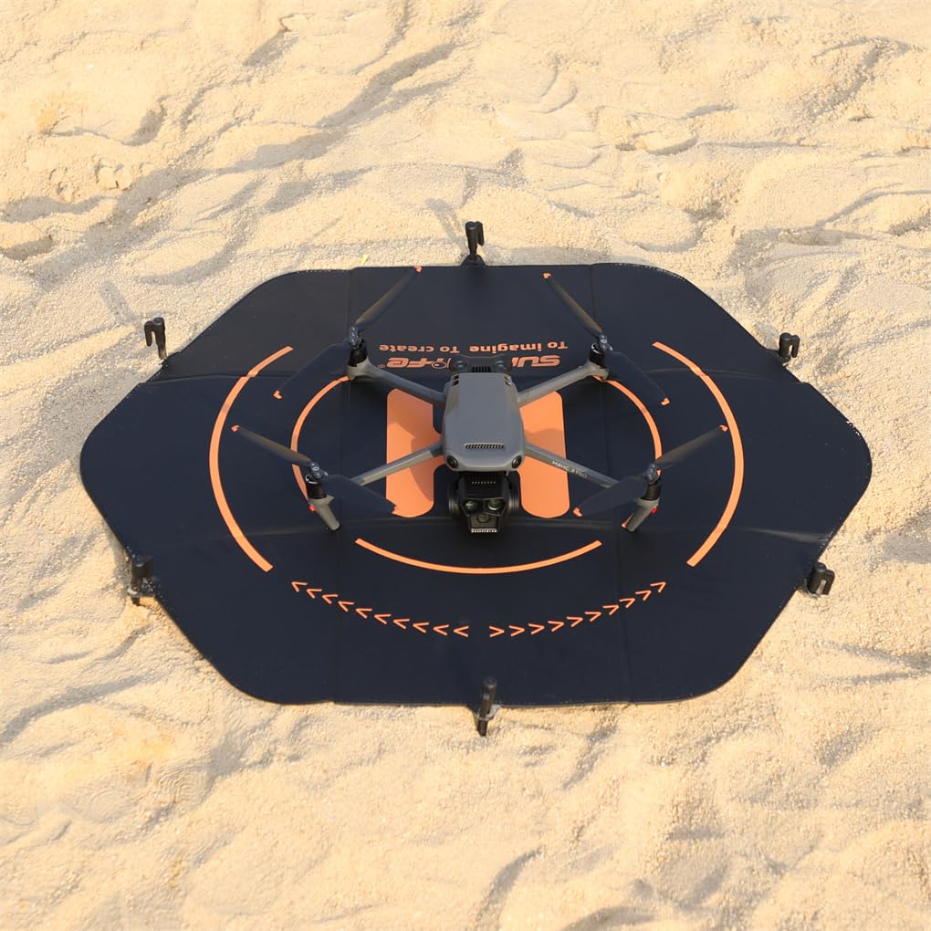 Plataforma de aterrizaje para drones AVATA 2 con mayor resistencia al viento y al viento. Se puede enjuagar y limpiar. Delantal hexagonal, Negro, 80cm