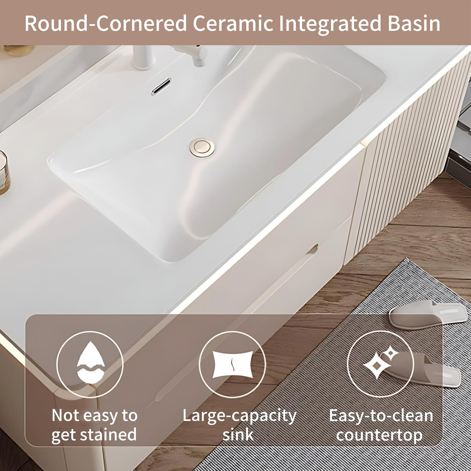 Bathroom Vanities with Sink - Bathroom Wall Cabinet | Bathroom Cabinet with Intelligent Sensor Lighting & White Faucet, Equipped with LED Intelligent Defogging Mirror Cabinet (Style B, 40IN)
