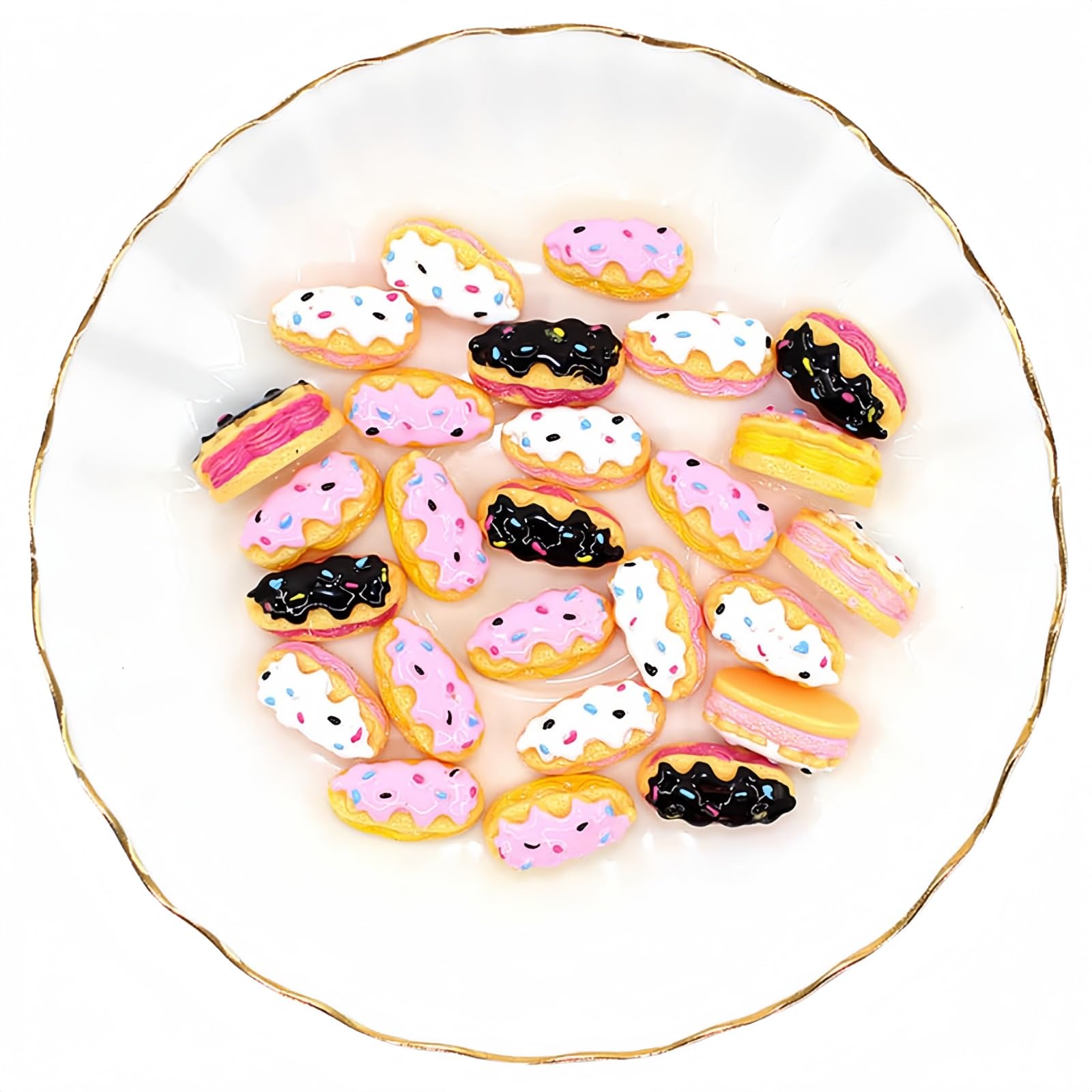 Ulalaza 50 pcs Slime Charms Mixed Set Resin Flatback Making Supplies for DIY Craft Making and Ornament Scrapbooking Beads Assorted Candy Fruit Cake Ornament