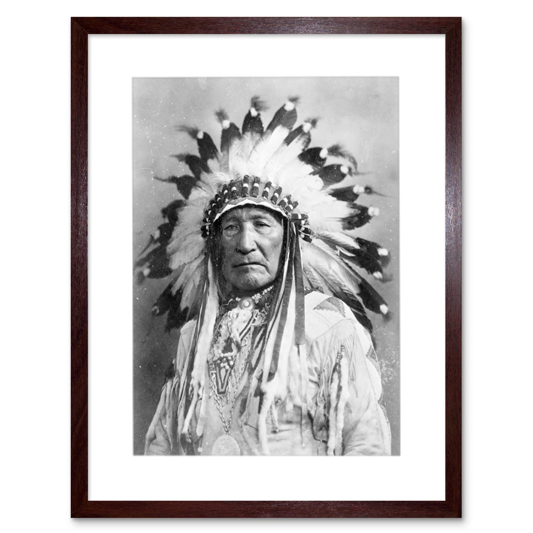 Wee Blue Coo Photo Native American Indian Mountain Chief Picture Framed Wall Art Print