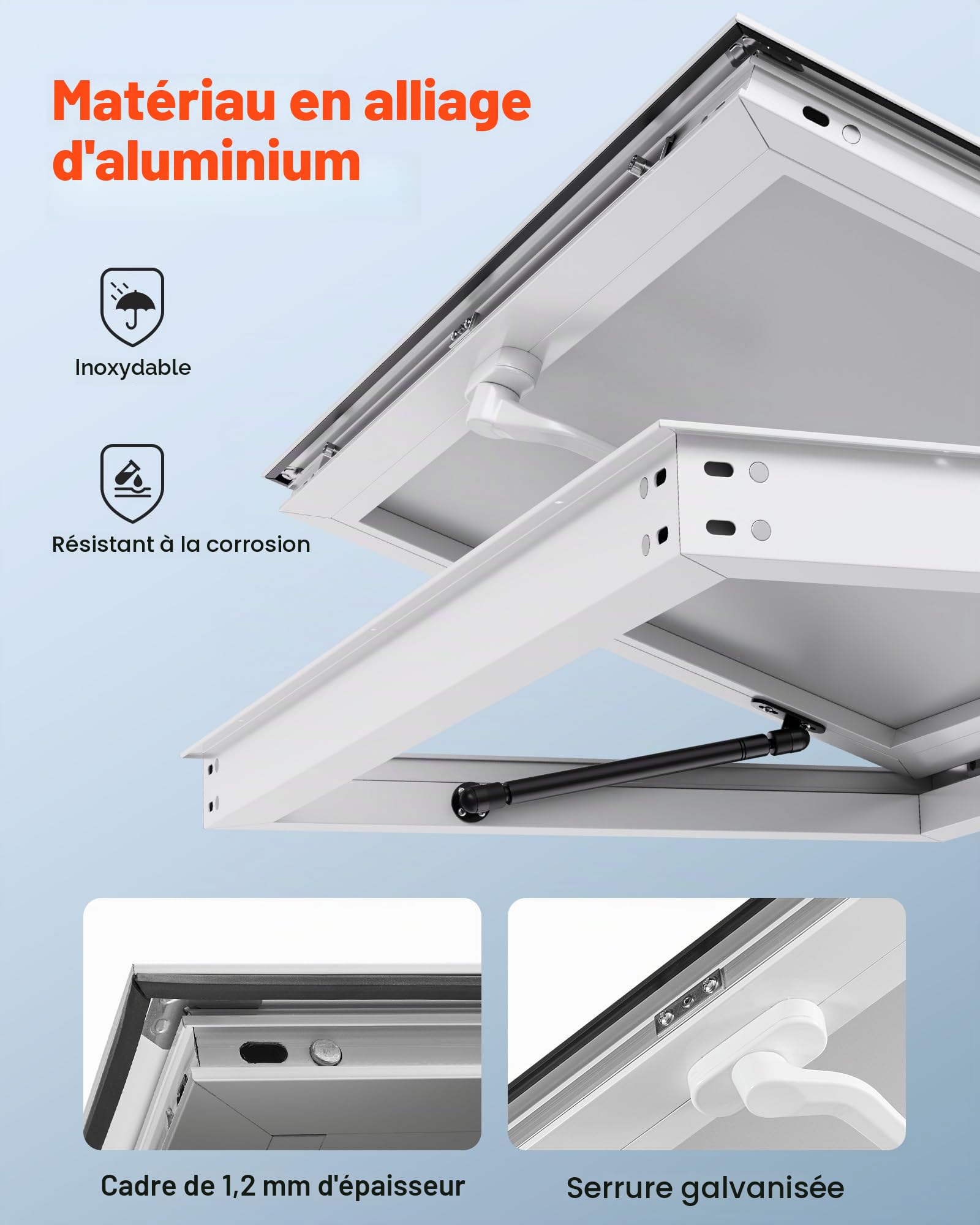 VEVOR Fenêtre de Concession pour Camion Restaurant 152,4x91,5 cm, Fenêtre de Service pour Stand de Vente, Cadre en Alliage d'Aluminium, sans Verre, avec Porte à Auvent et Crochet de Traction
