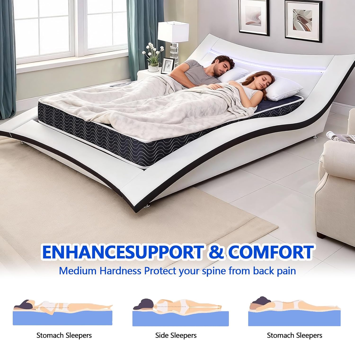Twin Mattress Waterproof, 6 Inch Twin Mattress for Kids & Adults, Made in USA with Diamond-Quilted Breathable Fabric, Medium Firm Feel, Navy Blue (Twin)