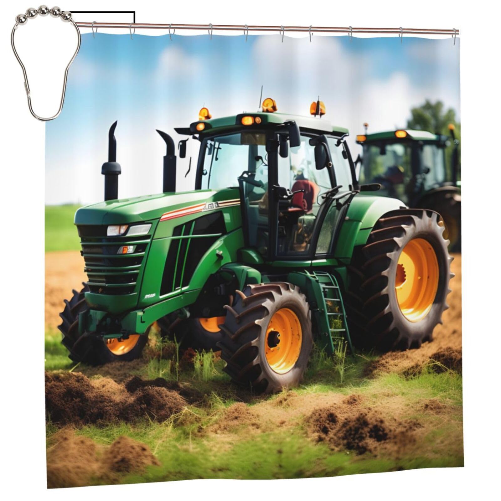 Rideau de douche agricole anti-moisissure en tissu lavable avec œillets inoxydables robustes