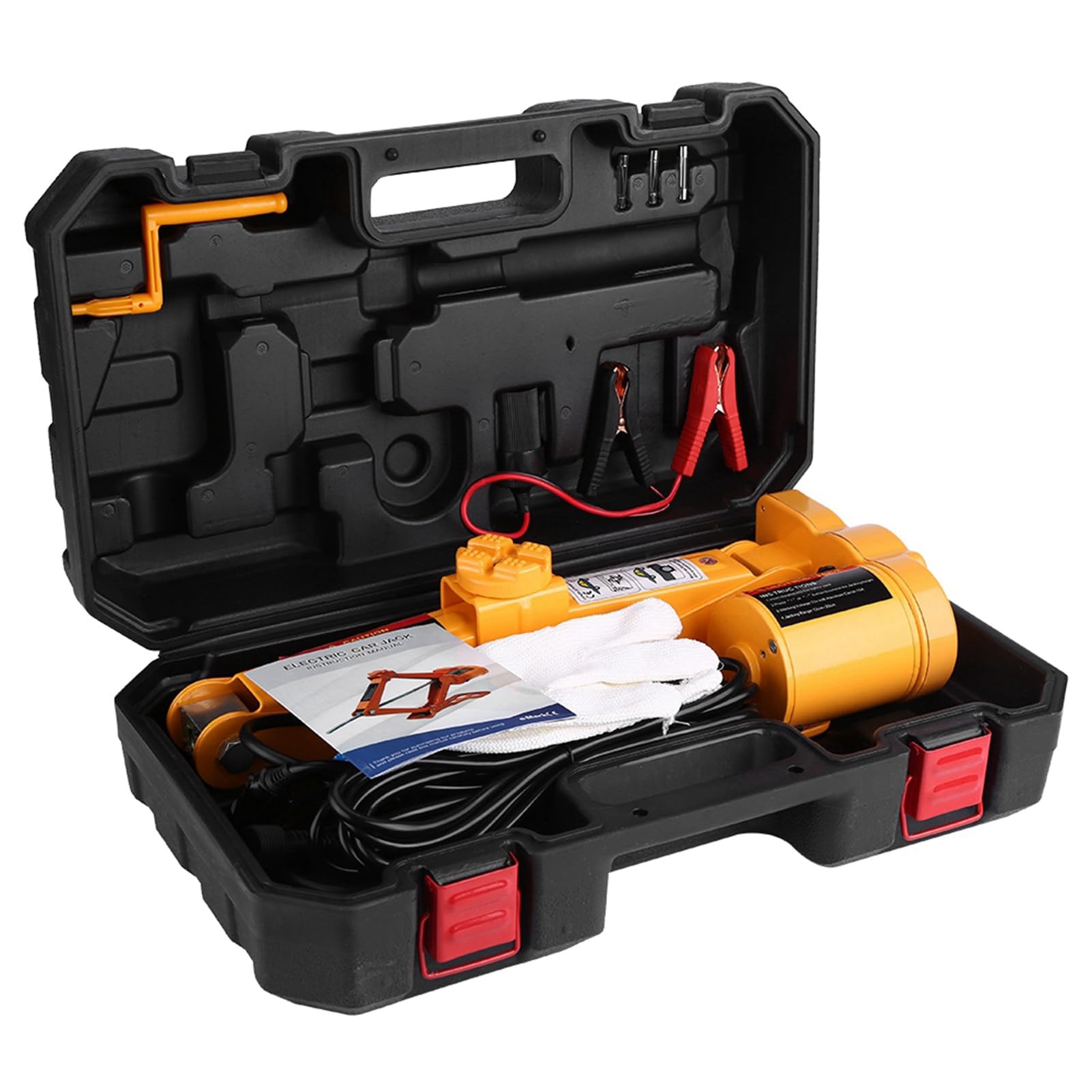 Elevador eléctrico portátil 12V 2T, Gato hidráulico automático 12-35cm para Coche y SUV, Kit de Emergencia con maletín, de Ruedas rápido y Seguro en Carretera