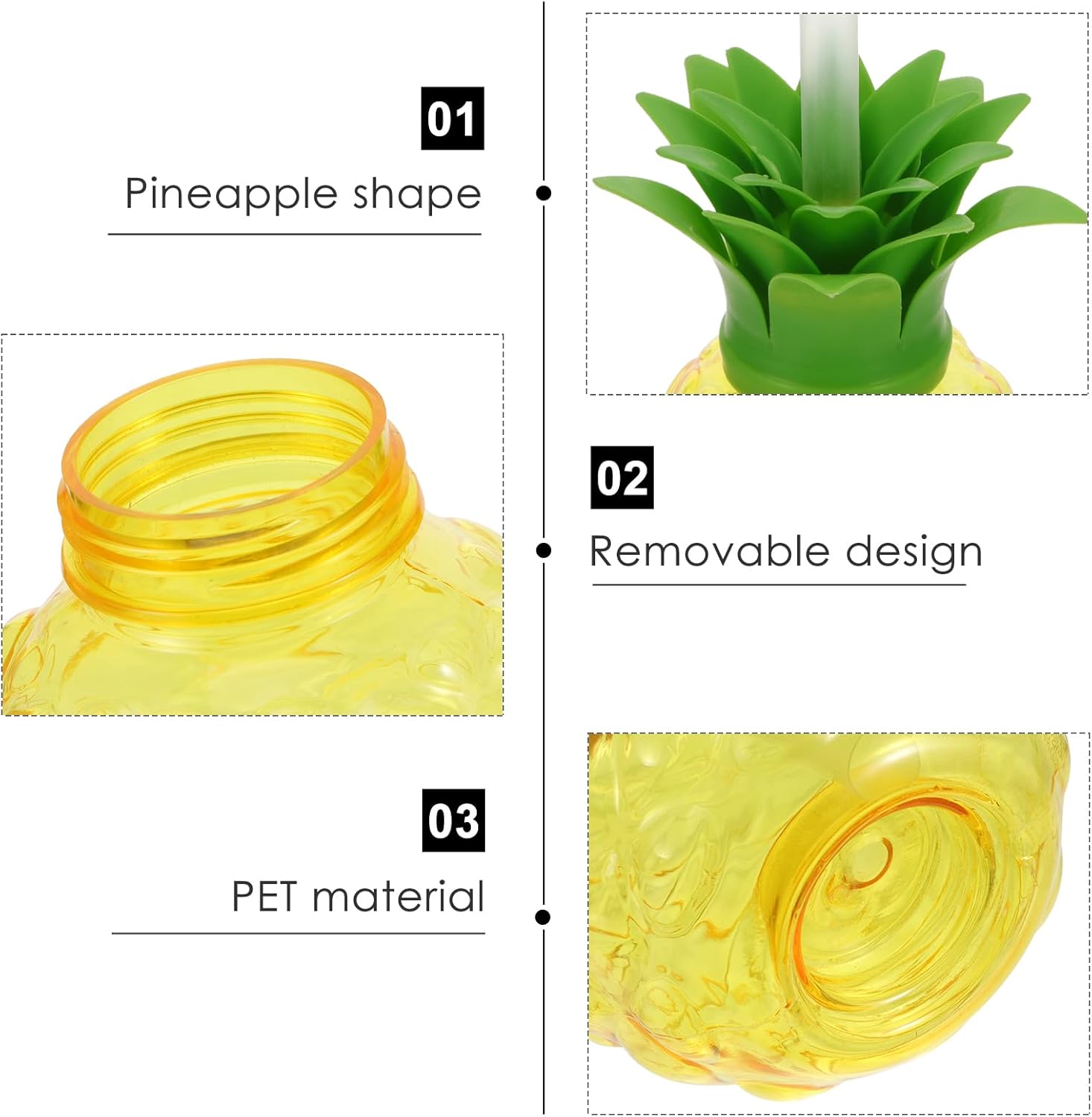 4Pcs Pineapple Shaped Plastic Cups Reusable Drinking Mugs with Lids & Straws for Hawaii Luau Birthdays Party Supplies Pineapple Cups with Straws - Image 8