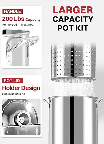 Miniatura 4 de Freidora de pavo de acero inoxidable de 30 cuartos de galón  Caldera de mariscos y cangrejos  Cesta y cubierta de agua incluidas  Quemador de