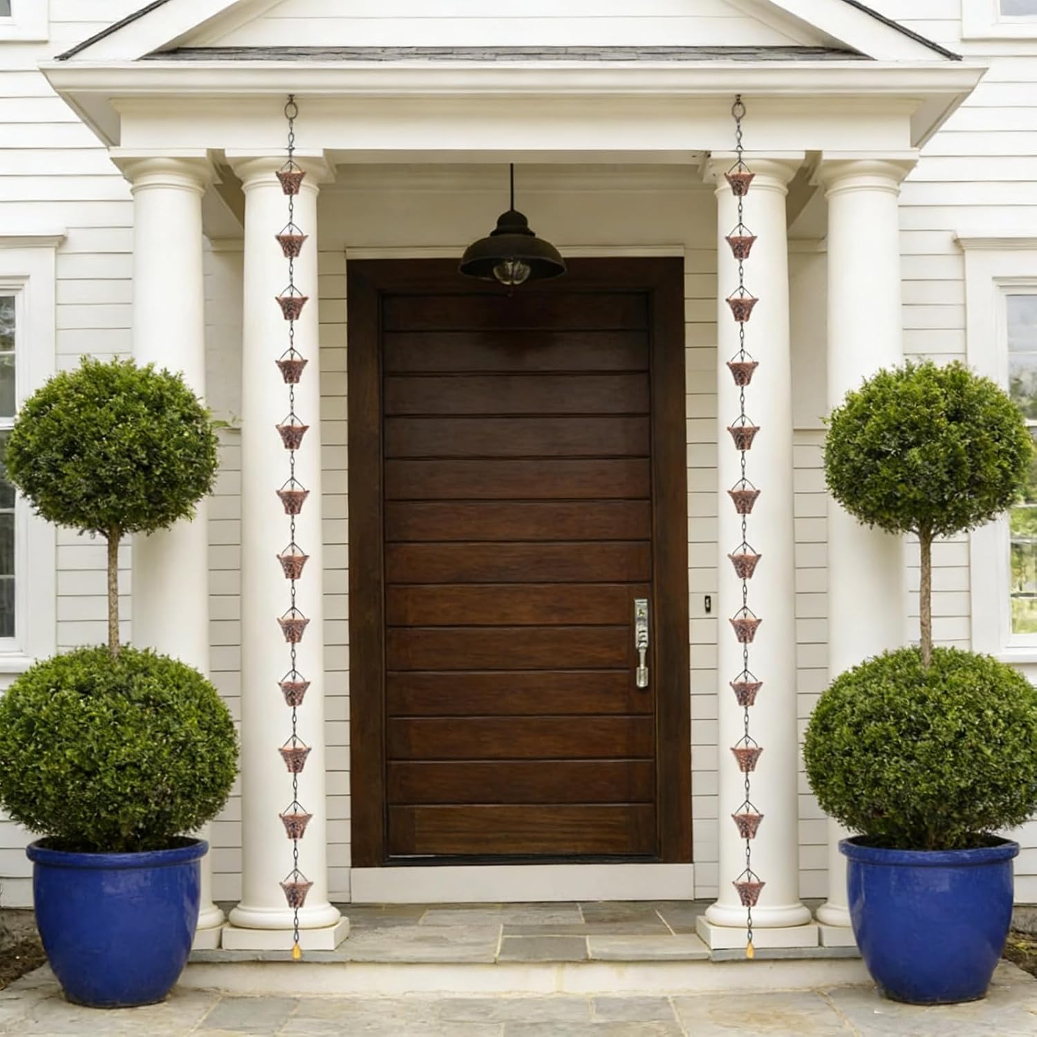 Functional Rain Chain with Copper Meshes Bonuses Rain Chain Gutter Adapter for Effective Garden Drainage Outdoor Rain Chain