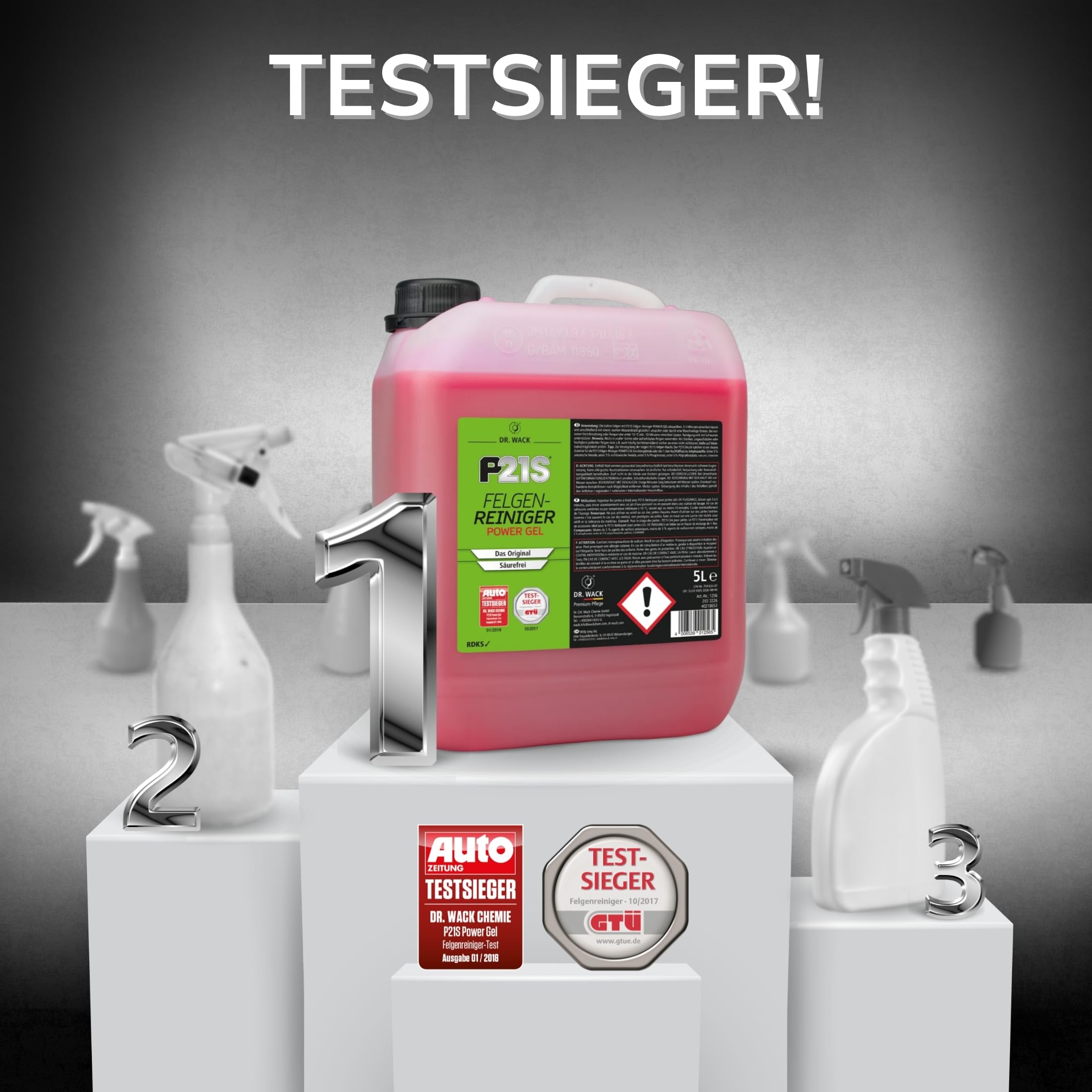 DR. WACK P21S Felgenreiniger Power Gel 5 Liter - Felgen-Spray mit Gel-Formel & Wirkindikator - Schnelle & schonende Reinigung - säurefrei & biologisch abbaubar - Hochwertige Autopflege