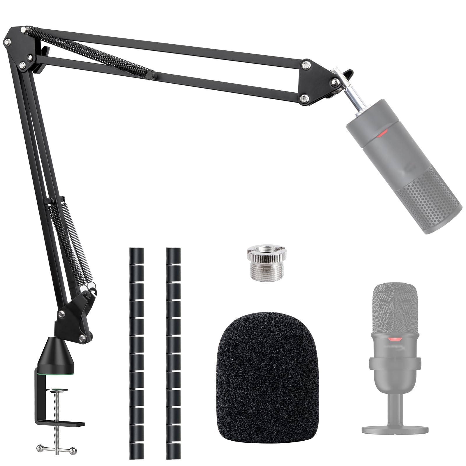 SoloCast Boom arm for HyperX, Microphone Stand for HyperX SoloCast - Mic arm Upgrade C Desk Clamp, 2 Cable Ties, Mic Cover Compatible with HyperX SoloCast by SUNMON