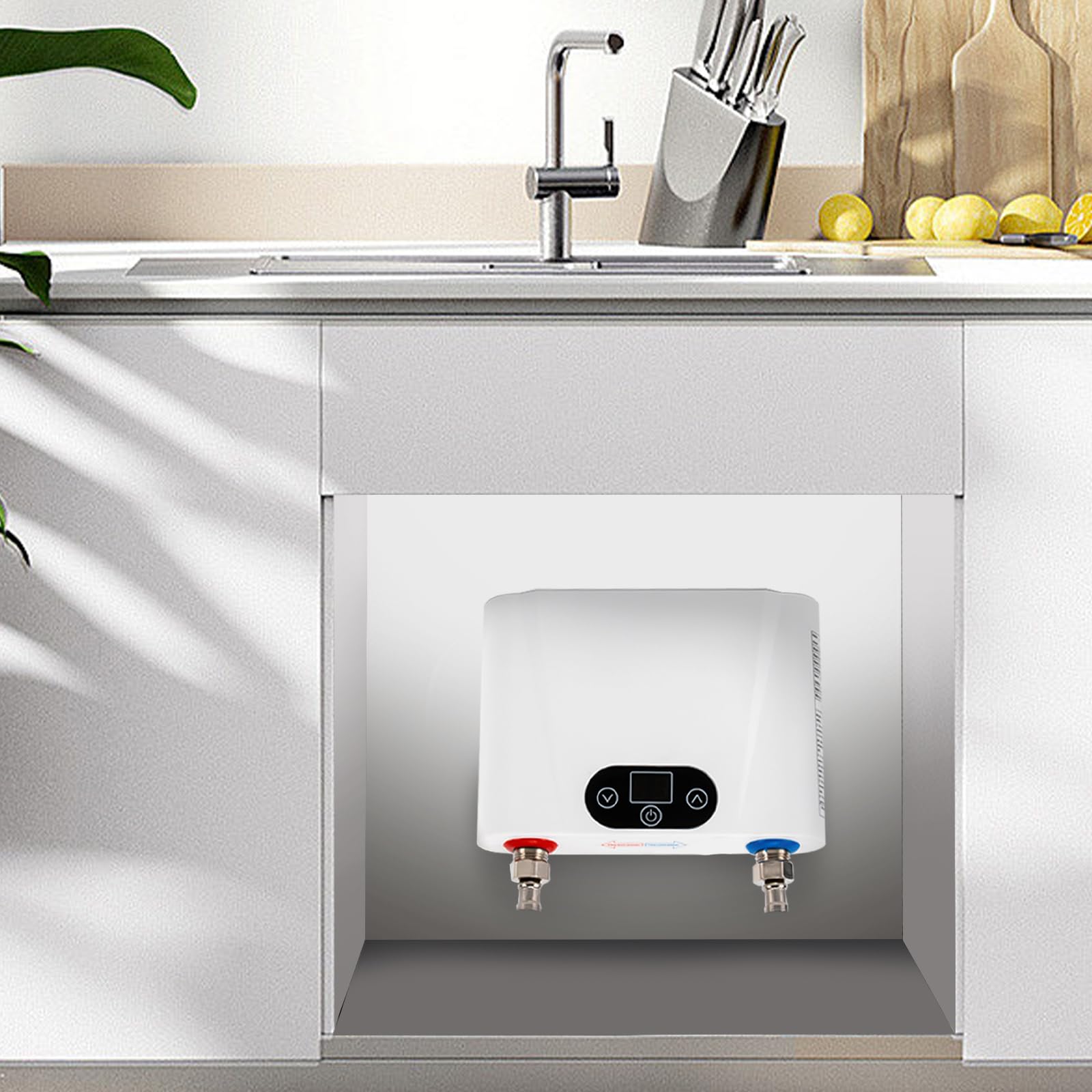Calentador de agua eléctrico instantáneo de 220 V, 5,5 kW, electrodoméstico para cocina, montaje en pared, pantalla táctil, control, rango de temperatura de 30 a 55 grados, para agua caliente directa