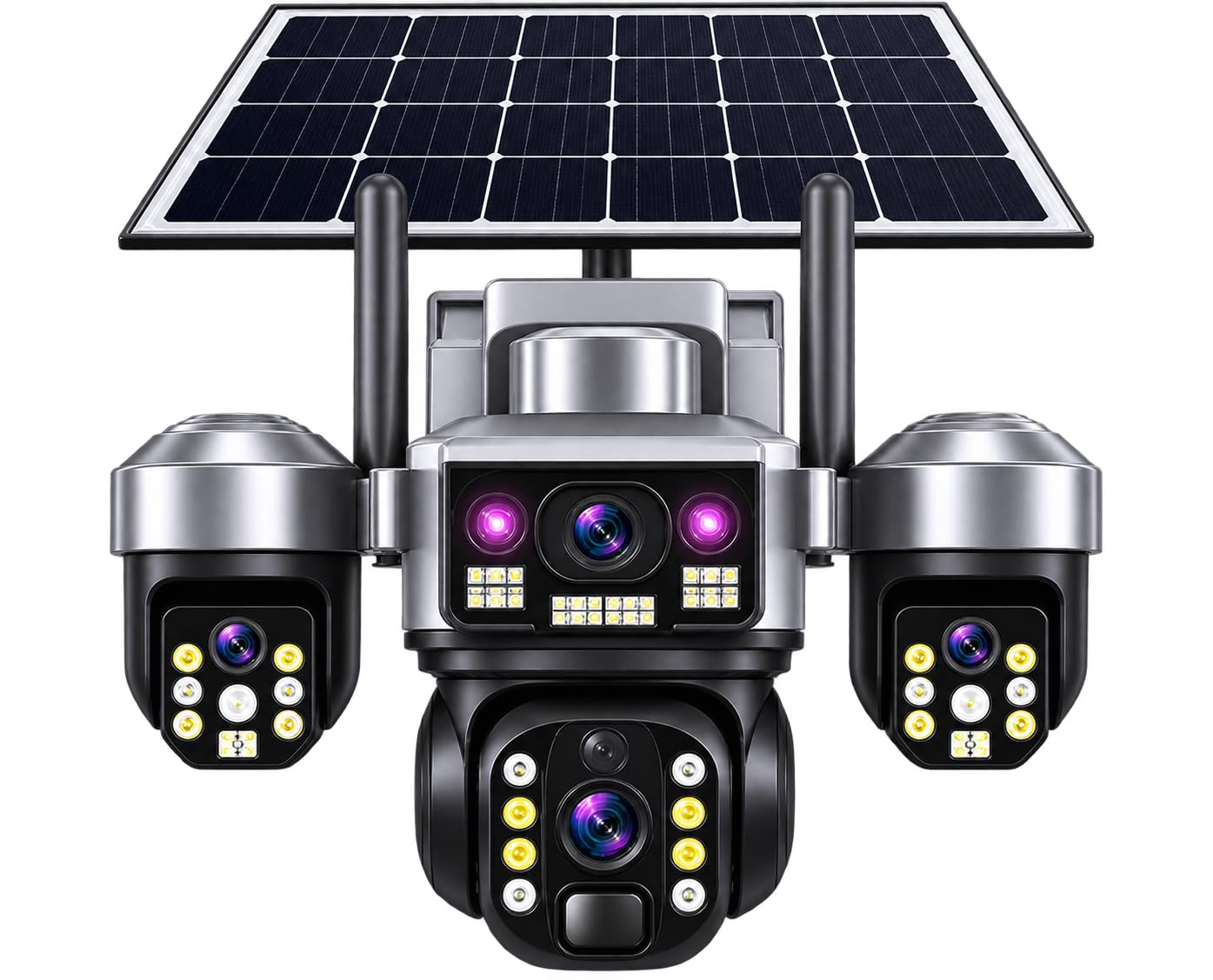 sr-5051 solar smart home security camera | outdoor ptz wireless cctv camera with dual lens hd, ai motion detection, color night vision, two-way audio & 360° viewing (sr-2600)