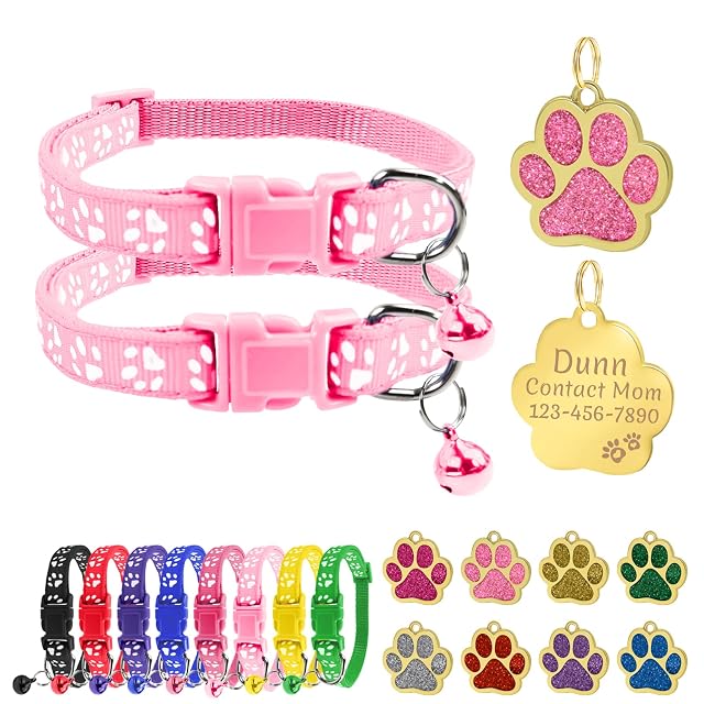 Uiopa Collar Gato + Chapas para Gatos, Collar Gato Personalizado, Collar para Gatos y Perros Pequeñas