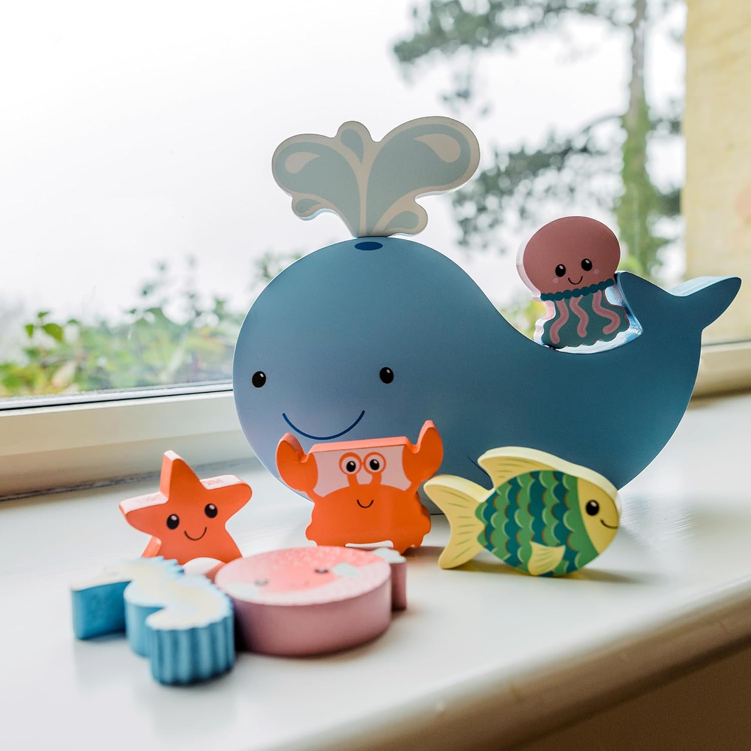Wooden Stacking Toys - Balancing Toy with Sea Animals, Whale, Jellyfish, Crab, Seahorse and more - Wooden Toys for 1 Year Old, Toddler Toys - Early Development & Activity Toys by Orange Tree Toys 5 71tHfj5e2HL. AC SL1500