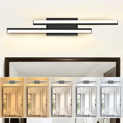 Miniatura 10 de Lámpara de baño sobre espejo de 24 pulgadas, luz LED retráctil para tocador de baño, certificado ETL, 5CCT opcional, lámpara de pared de 25 W, barra