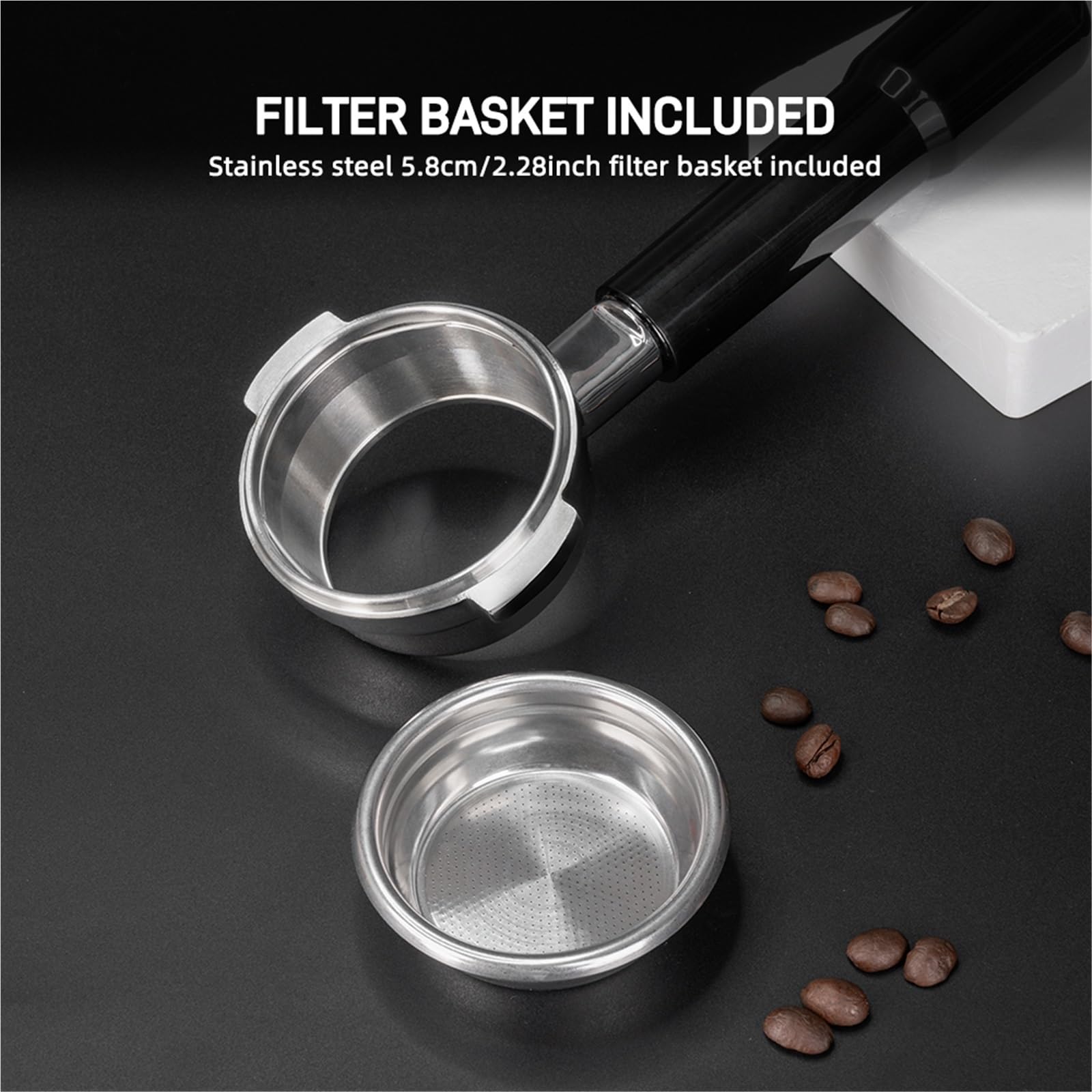 Porte-filtre en acier inoxydable de 58 mm avec panier