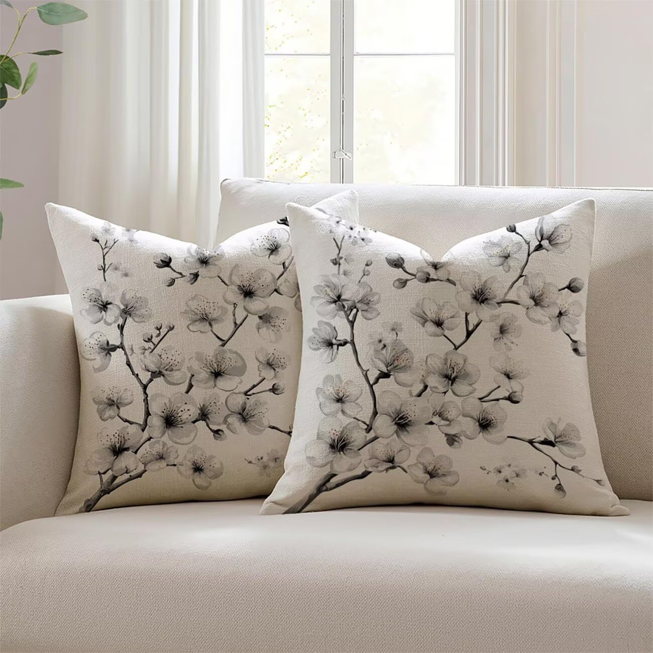 Coussins extérieurs imperméables fleur blanche 60x60 pour terrasse chic