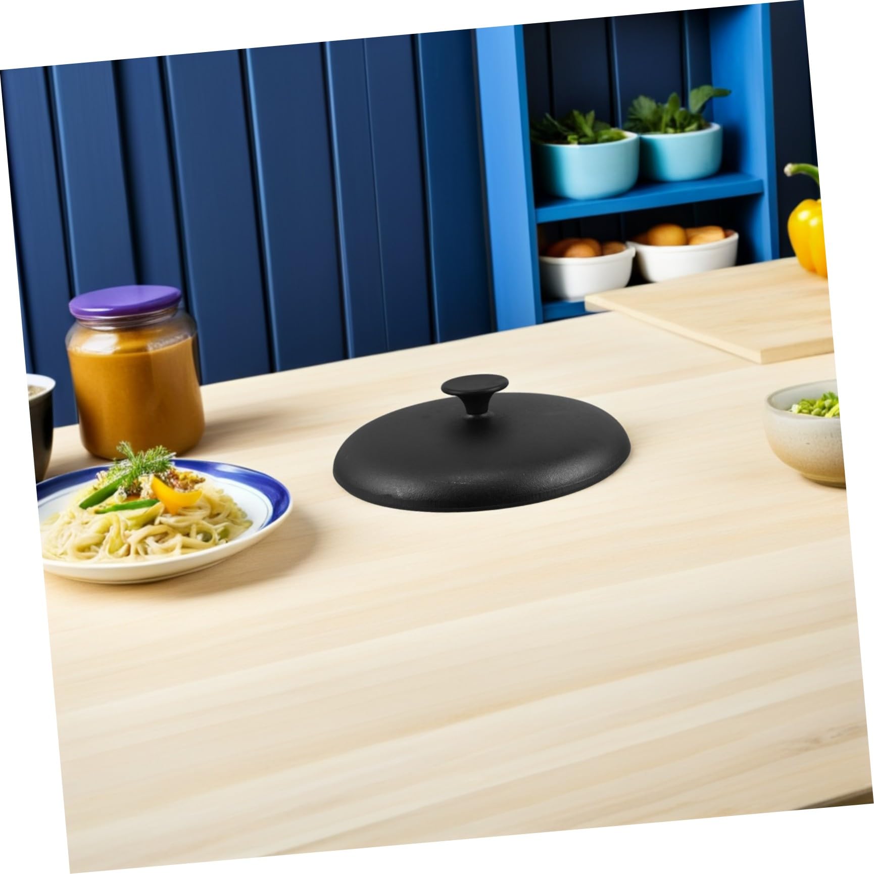 GALPADA Coperchio in Ghisa Copertura Multipurpose per Pentola da Cucina con Pomello Resistente, Facile da Pulire e Adatta per Casseruola e Forno in Ghisa Nero
