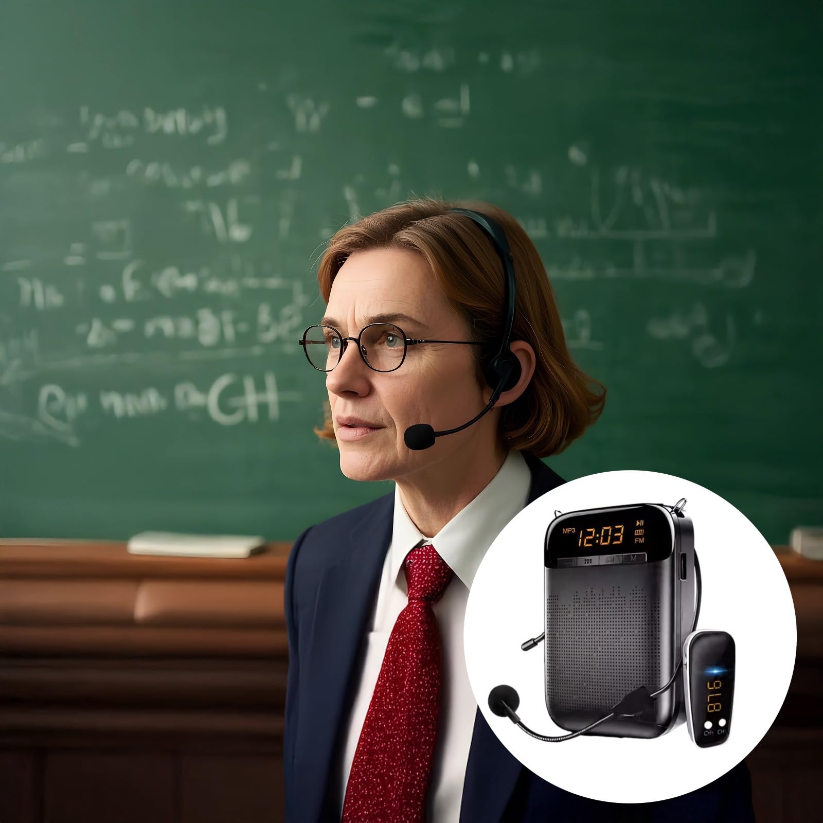 Amplificatore vocale per insegnanti, microfono wireless e cablato S588, 5.0, durata della batteria di 12 ore, copertura 1000 mq, portatile, nero e oro,