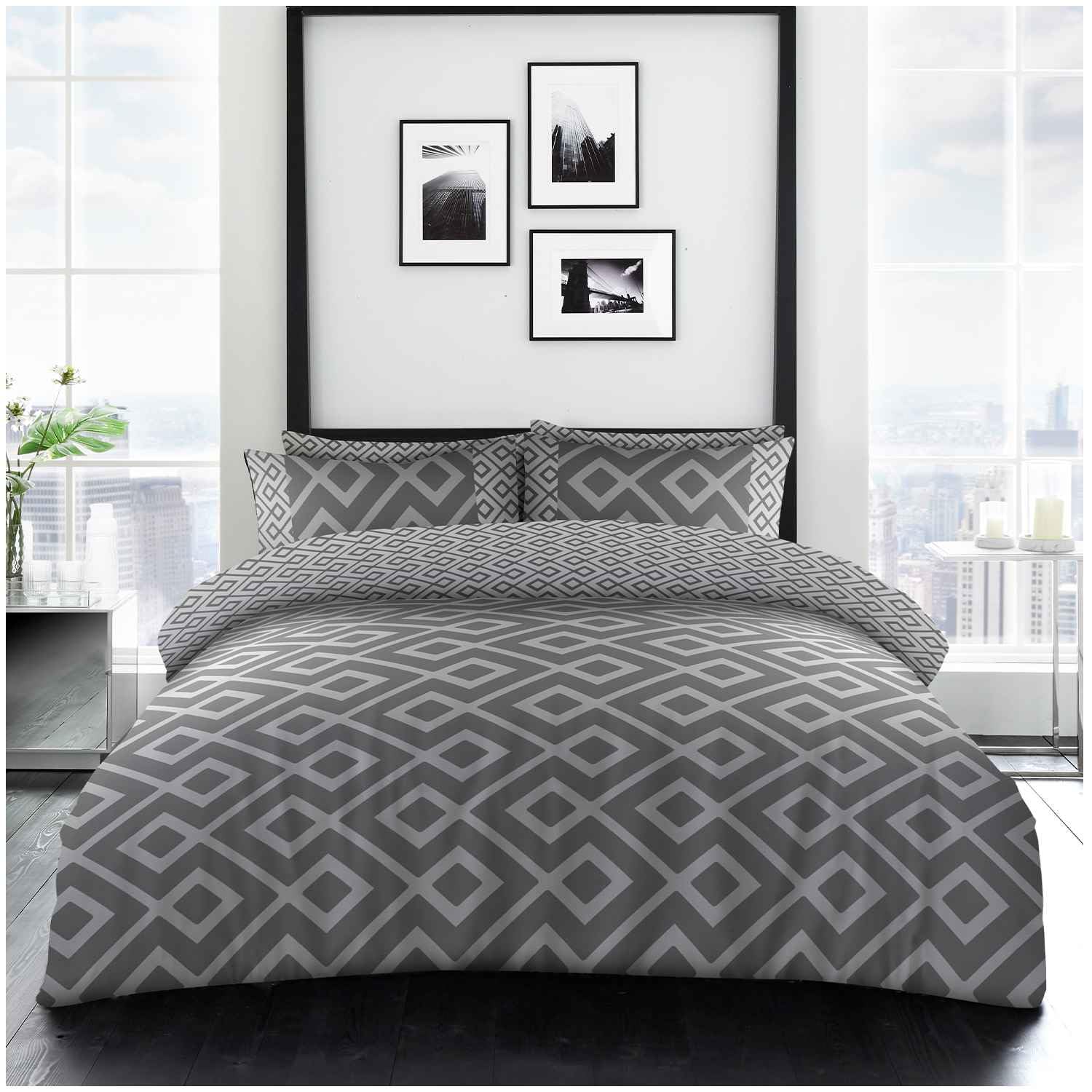 GC GAVENO CAVAILIA Complete Bed Set Double Duvet Cover With Fitted Sheet - 4 Piece Bedding Set - Quilt Cover + Bed Sheet + 2 Pillow Cases