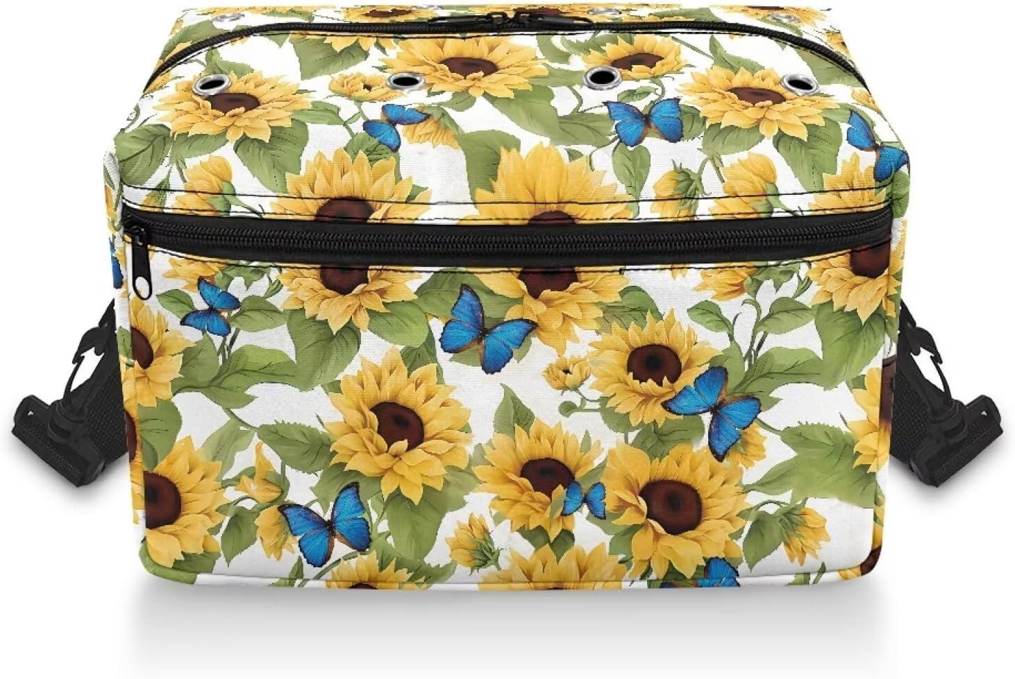 Mumeson Sunflower Yarn Storage Bag Knitting Needles Crochet Hooks Skeins Yarn Knitting & Crochet Storage Bag Yarn Project Box with Adjustable Strap and Holes for Ladies