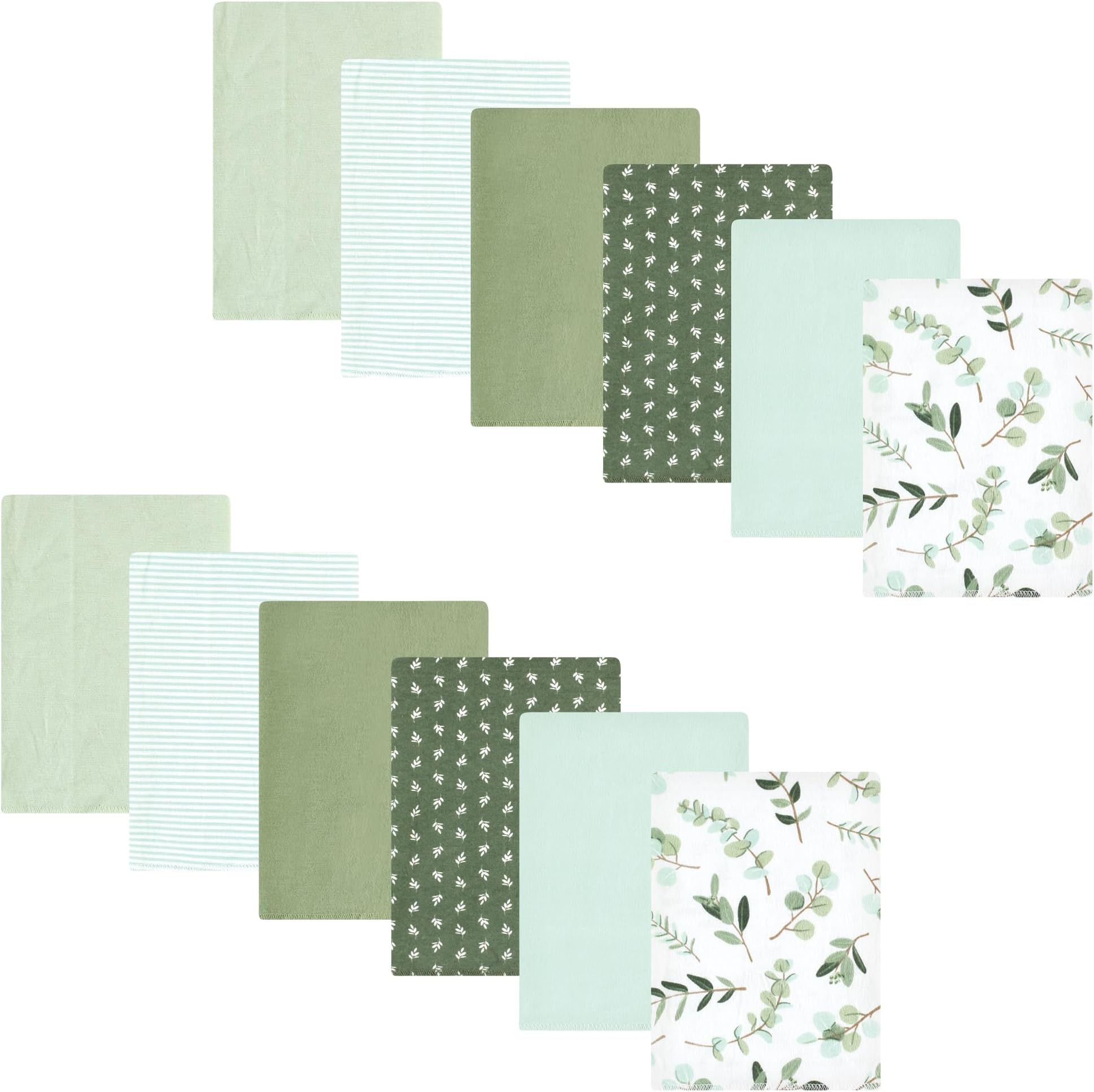 Hudson BabyHudson Baby Unisex Baby Cotton Flannel Burp Cloths Bundle, Eucalyptus, One Size