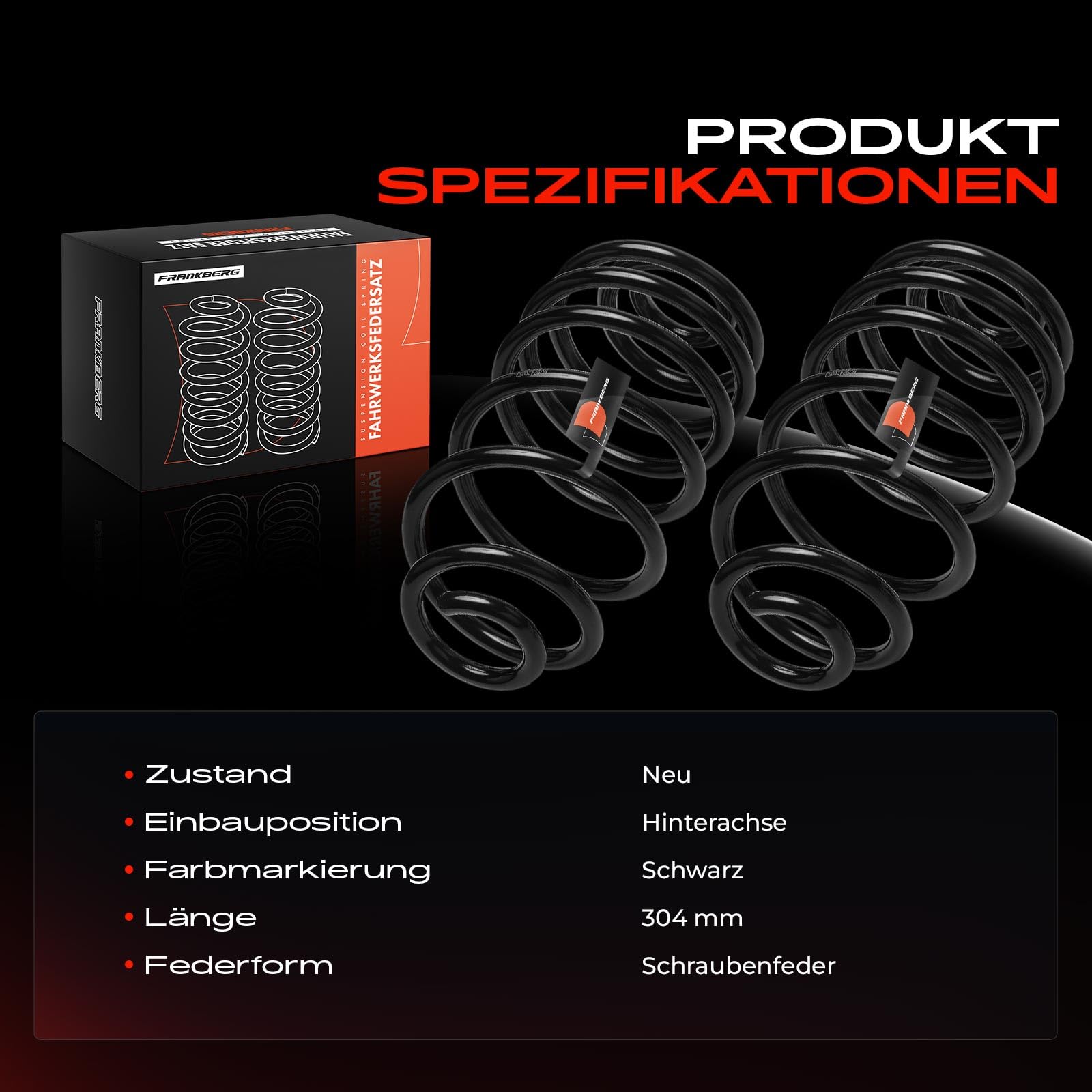 Frankberg Sprężyny; sprężyny podwozia; łożyska sprężynowe; amortyzator; sprężyna; sprężyna; odbojnik; sprężyna spiralna; zestaw sprężyn; sprężyna śrubowa; Replace 93168666