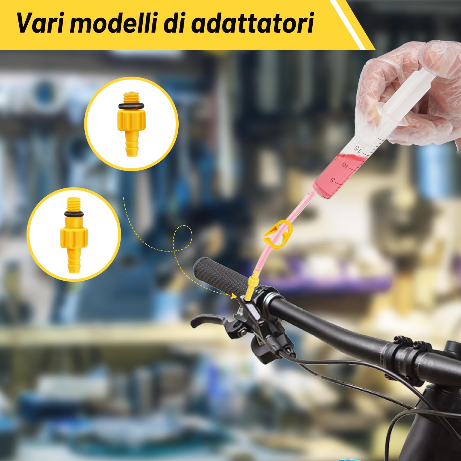 Kit Spurgo Freni per SHIMANO, TEKTRO,MAGURA Freni a Disco Idraulici.Incluso 120 ML di Liquido Minerale per Freni, Imbuto Trasparente.