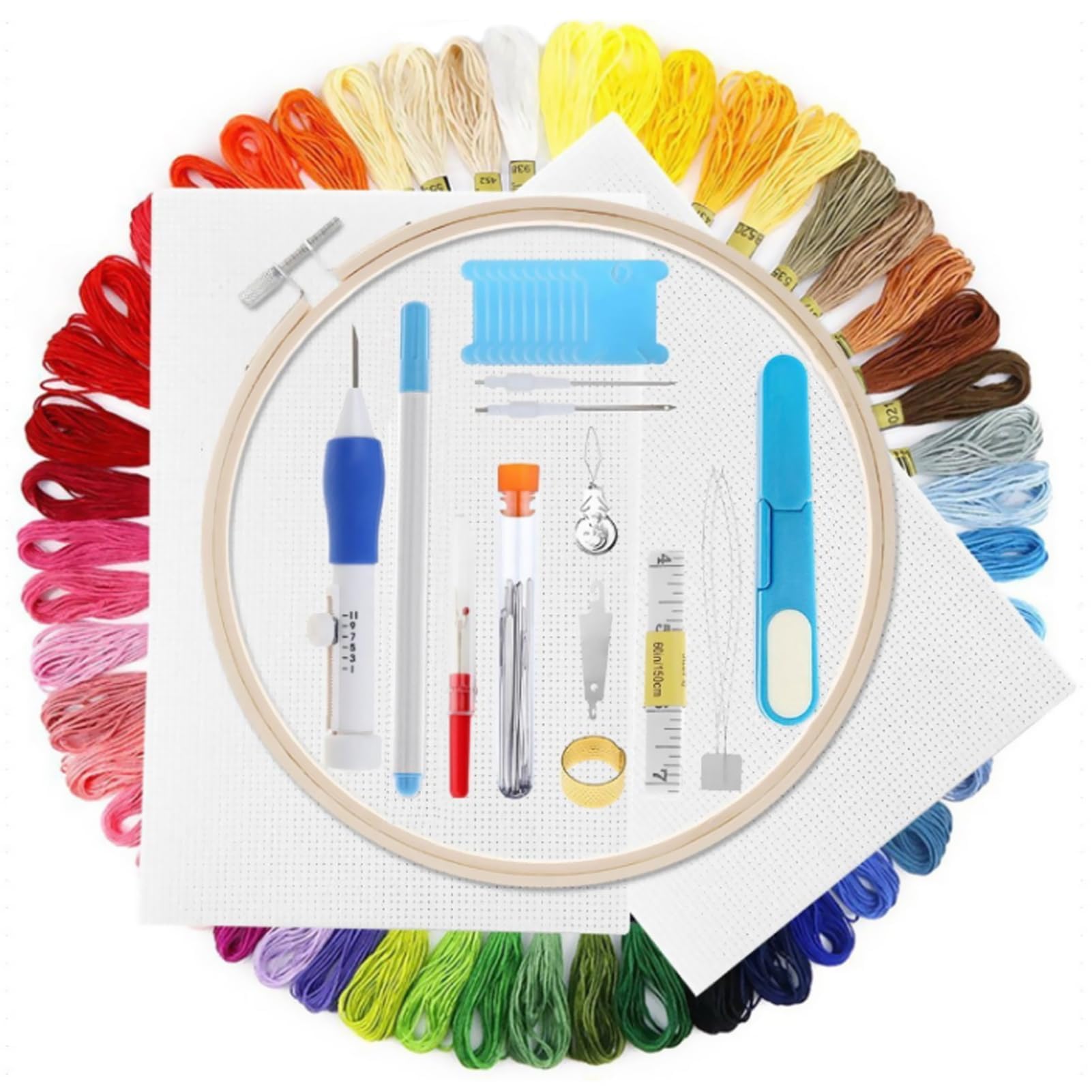 Handmade Diy Embroidery Set, Embroidery Beginner Adult Kit, Embroidery Hoop instruction Manual with 50Color Thread And Needle Scissors