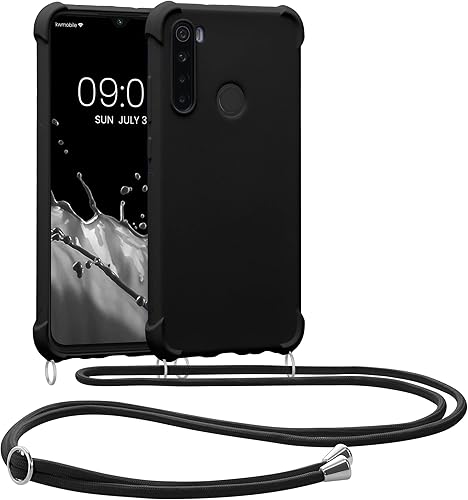 kwmobile Funda cruzada compatible con Xiaomi Redmi Note 8 (20192021) - Funda de silicona TPU con correa - Negro