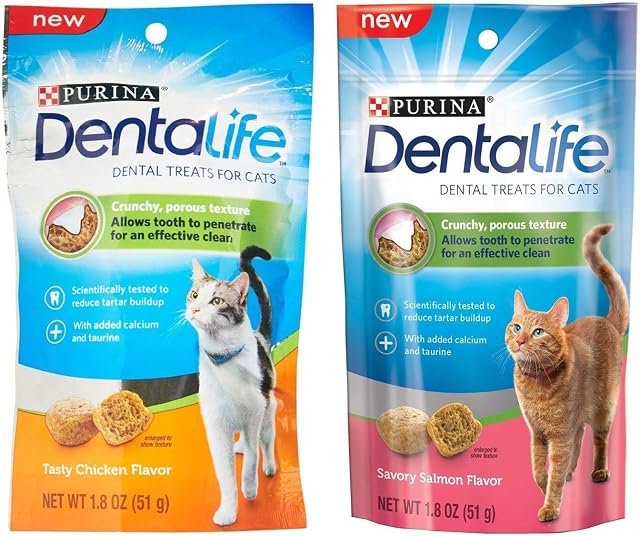 Purina Dentalife Dental Treats For Cats Bundle; Savory Salmon And Tasty Chicken