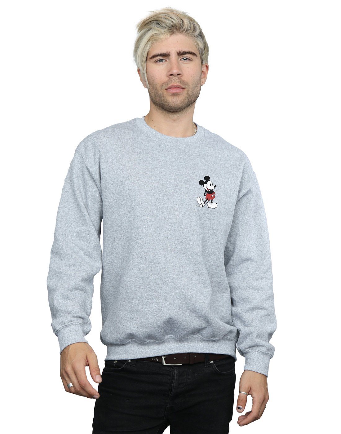 Absolute Cult Men's Sport Grey Disney Mickey Mouse Kickin Retro Chest Sweatshirt XX-Large
