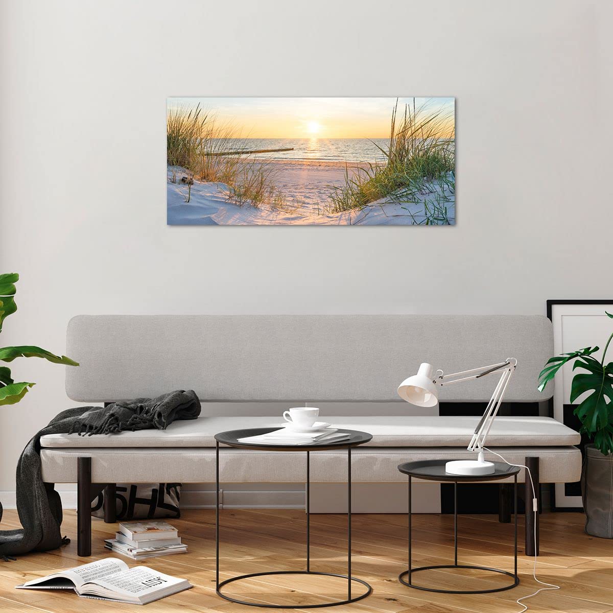 ARTTOR Glasbild 100x40cm Wandbild Glasdruck Landschaften Maritim - 3989 | Düne Strand Meer Panorama Groß Modern Dekoration Wohnzimmer Schlafzimmer Küche Wanddeko Kunstdruck Art Wall Decor ARTTOR