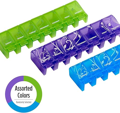 Miniatura 3 de EZY DOSE Pastillero semanal de tacto suave (7 días), planificador de medicamentos, caja organizadora de vitaminas, planificador diario,