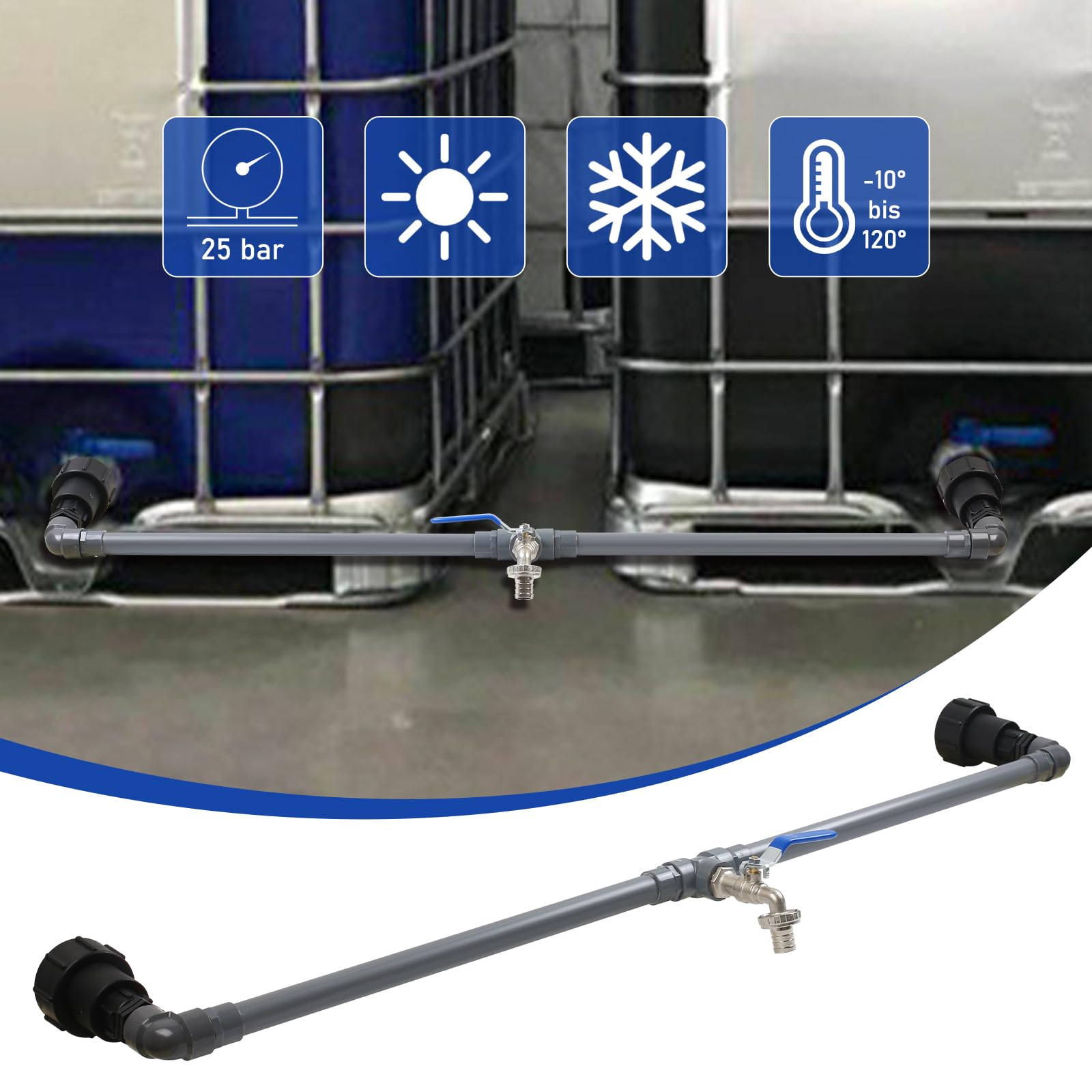 IBC zawór spustowy 3/4", adapter IBC, zawór spustowy, kran do zbiornika na wodę deszczową, kran wylotowy IBC