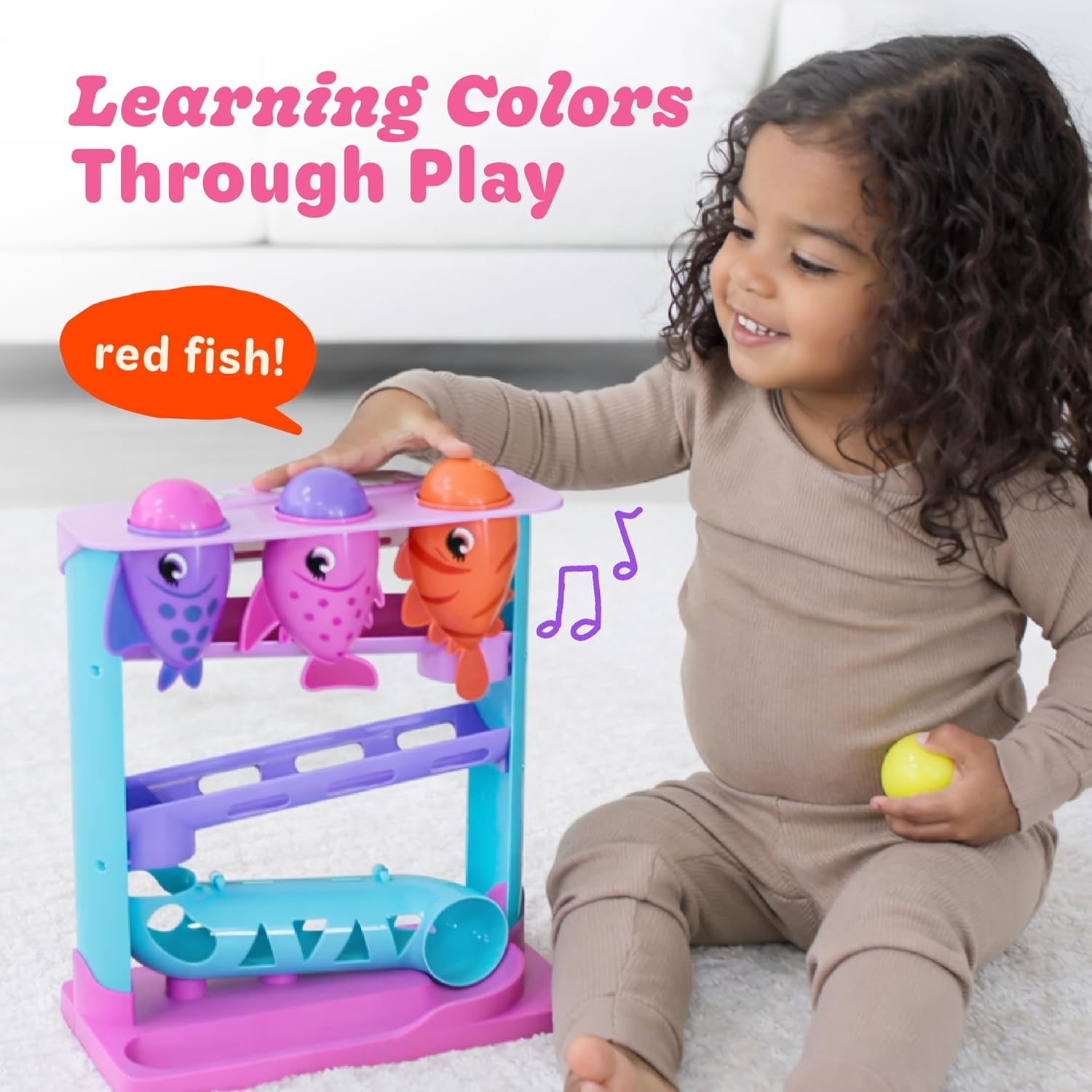 Move2Play, Feed The Fish | 30+ Fin-Tastic Songs & Phrases | Baby & Toddler Musical Toy | First Birthday Present for 1+ Year Old | Ages 6-24 Months | Boy & Girl Ball Drop Toy