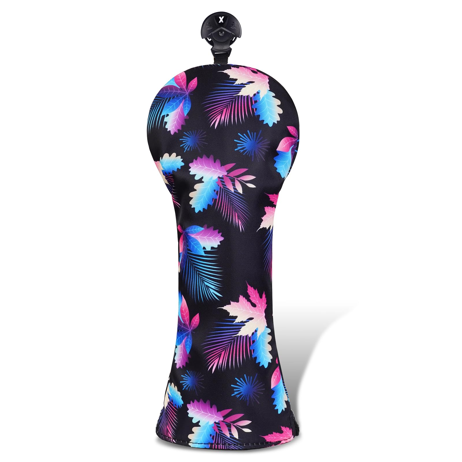 Hawaiian Black Floral Leaf Golf Club Fairway Wood Headcover Cover